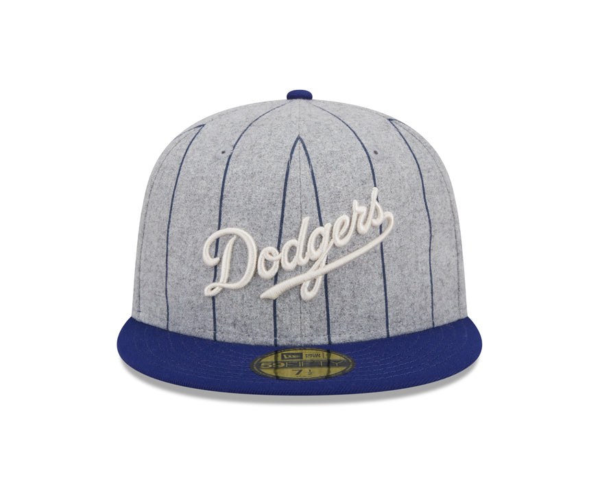 Los Angeles Dodgers MLB New Era Men's Grey 59Fifty Heather Pinstripe Fitted Hat