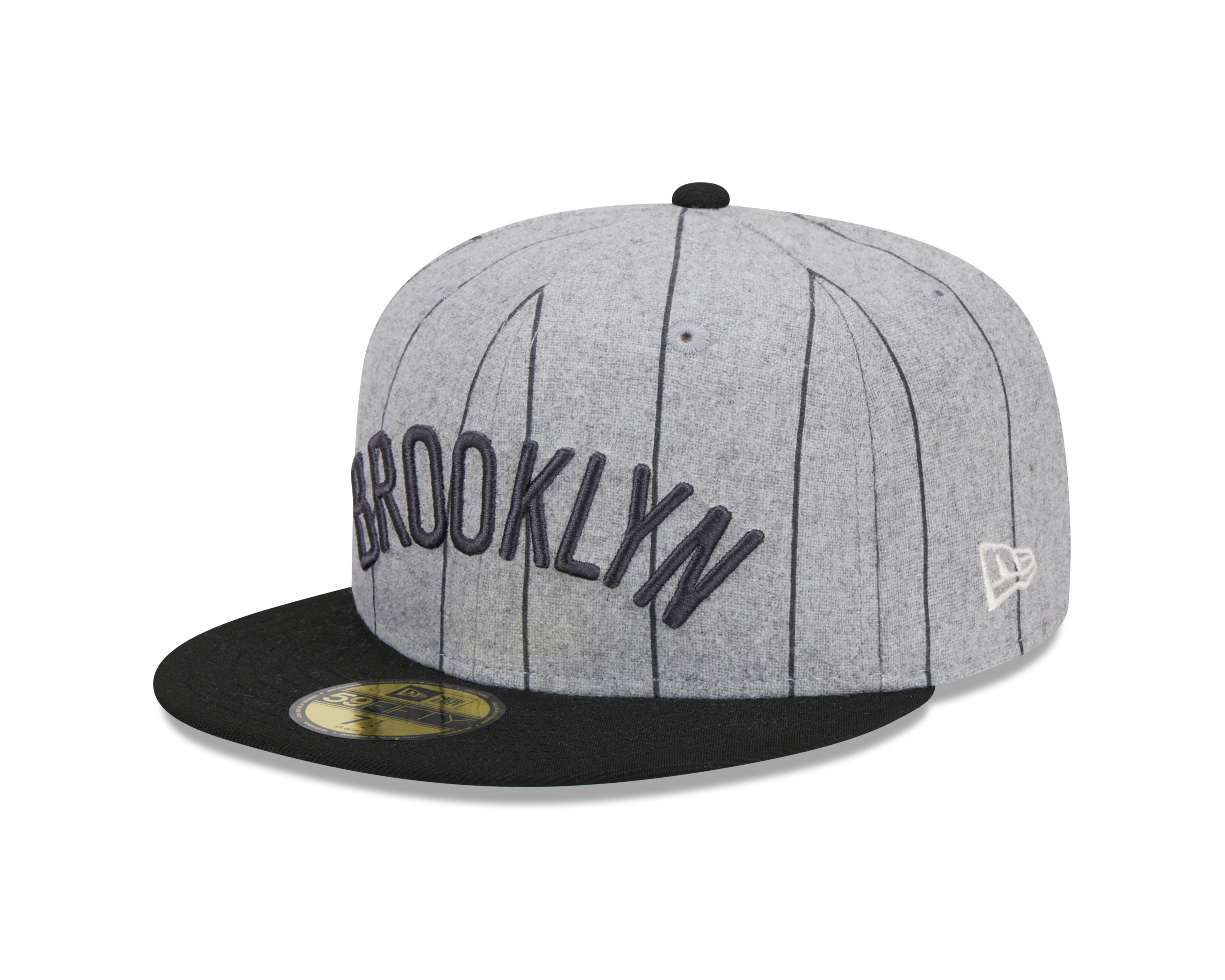 Brooklyn Nets NBA New Era Men's Grey 59Fifty Heather Pinstripe Fitted Hat