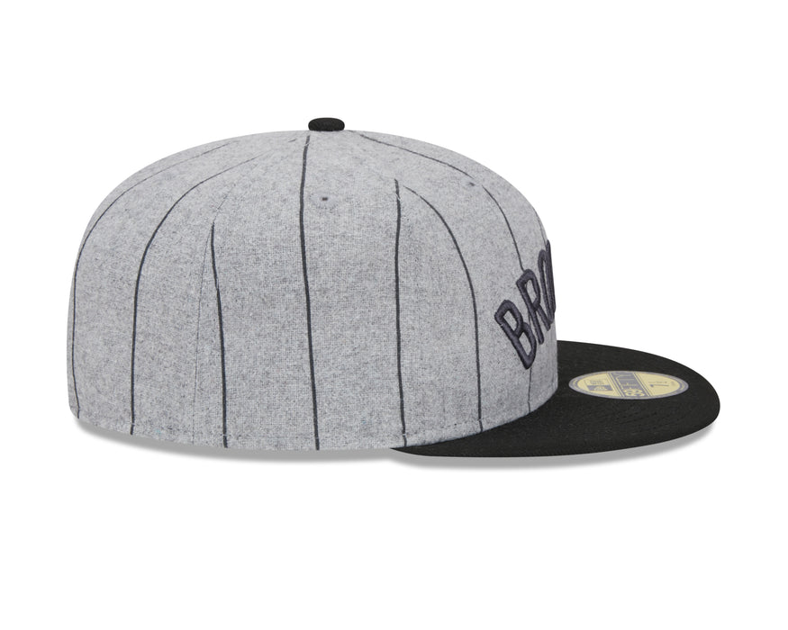 Brooklyn Nets NBA New Era Men's Grey 59Fifty Heather Pinstripe Fitted Hat
