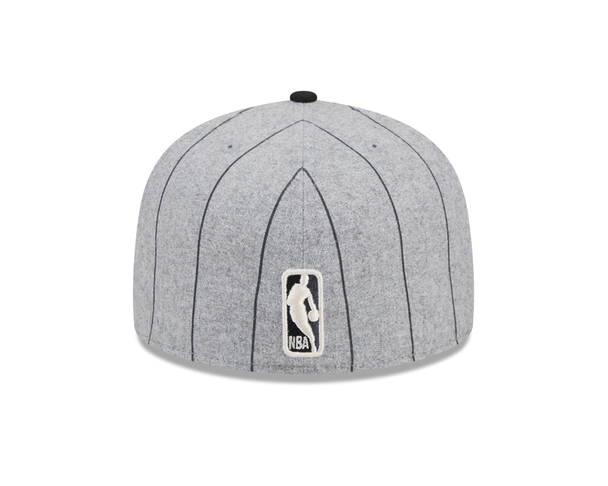 Brooklyn Nets NBA New Era Men's Grey 59Fifty Heather Pinstripe Fitted Hat