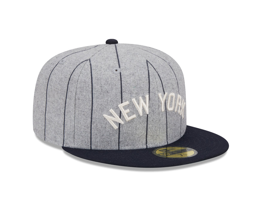 New York Yankees MLB New Era Men's Grey 59Fifty Heather Pinstripe Fitted Hat