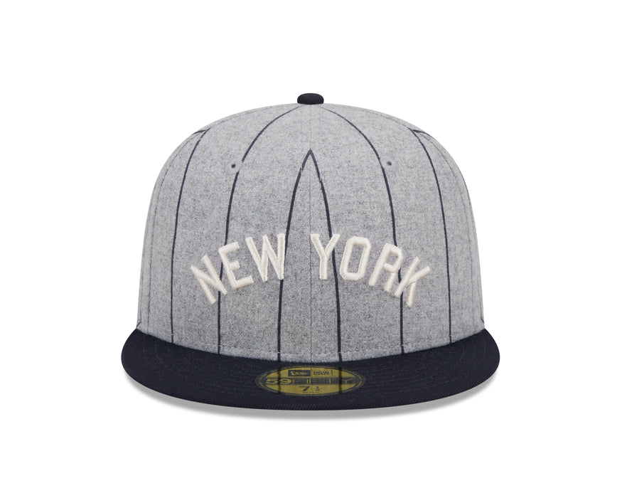 New York Yankees MLB New Era Men's Grey 59Fifty Heather Pinstripe Fitted Hat
