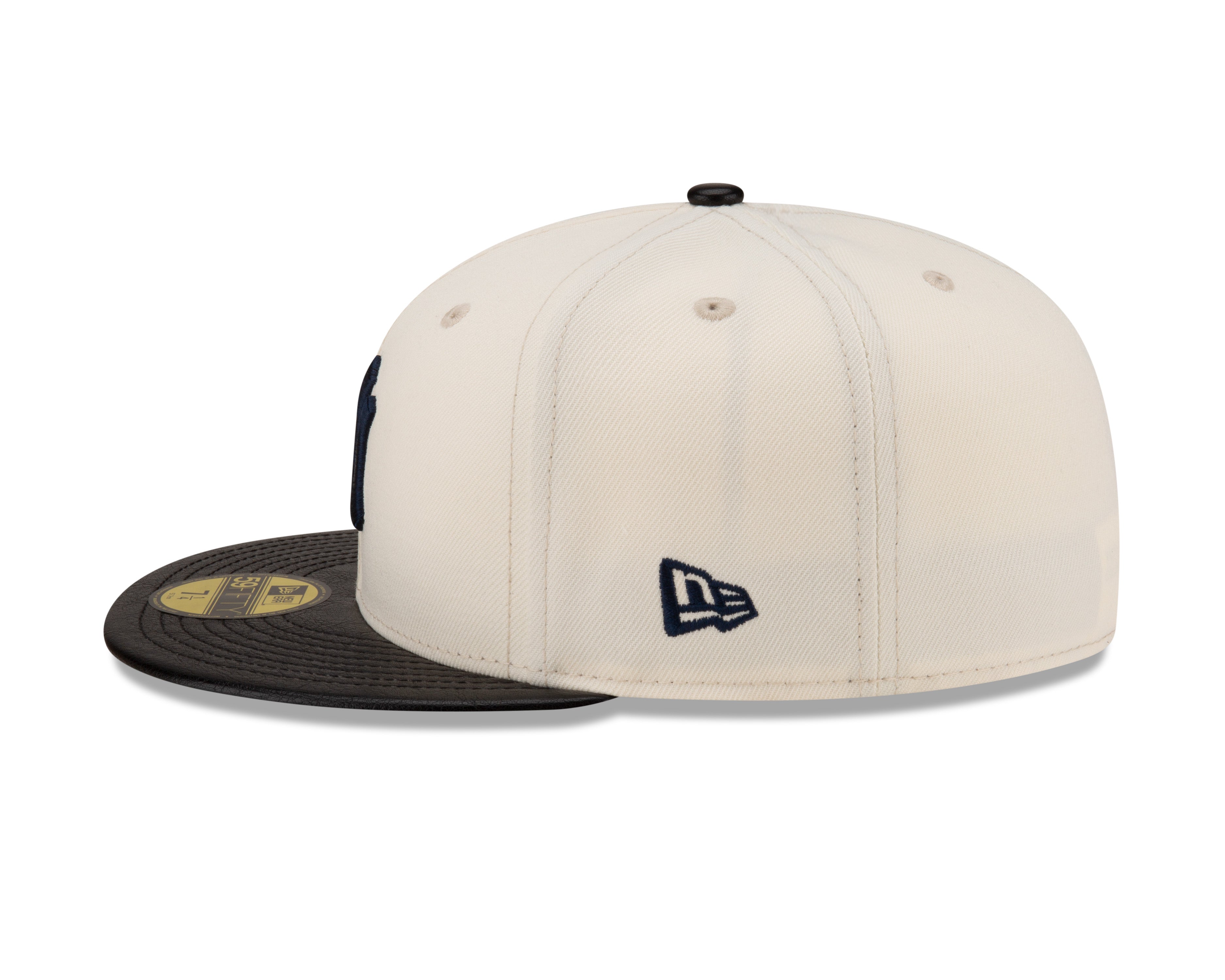 Casquette ajustée à visière en cuir blanc cassé 59Fifty Game Night des Yankees de New York MLB New Era pour hommes