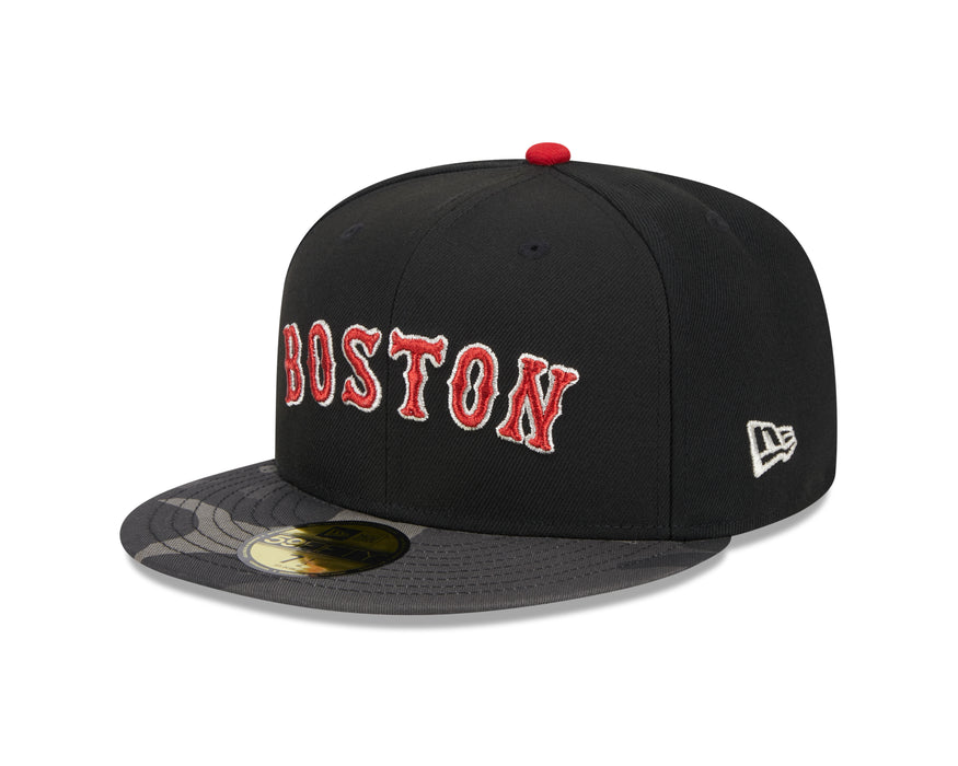 Boston Red Sox MLB New Era Men's Black Camo 59Fifty Metallic Fitted Hat