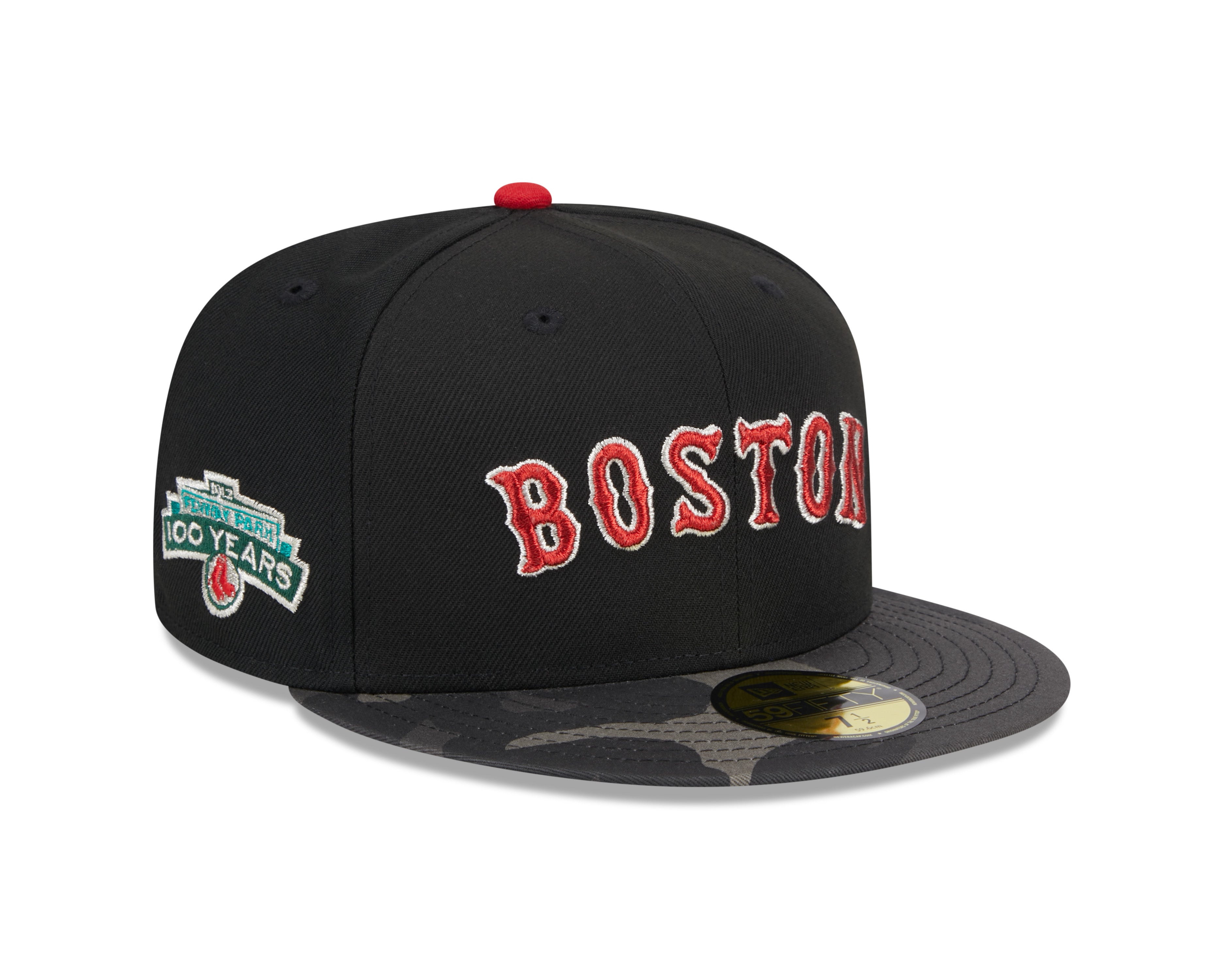 Casquette ajustée noire métallisée camouflage 59Fifty MLB New Era des Red Sox de Boston pour hommes