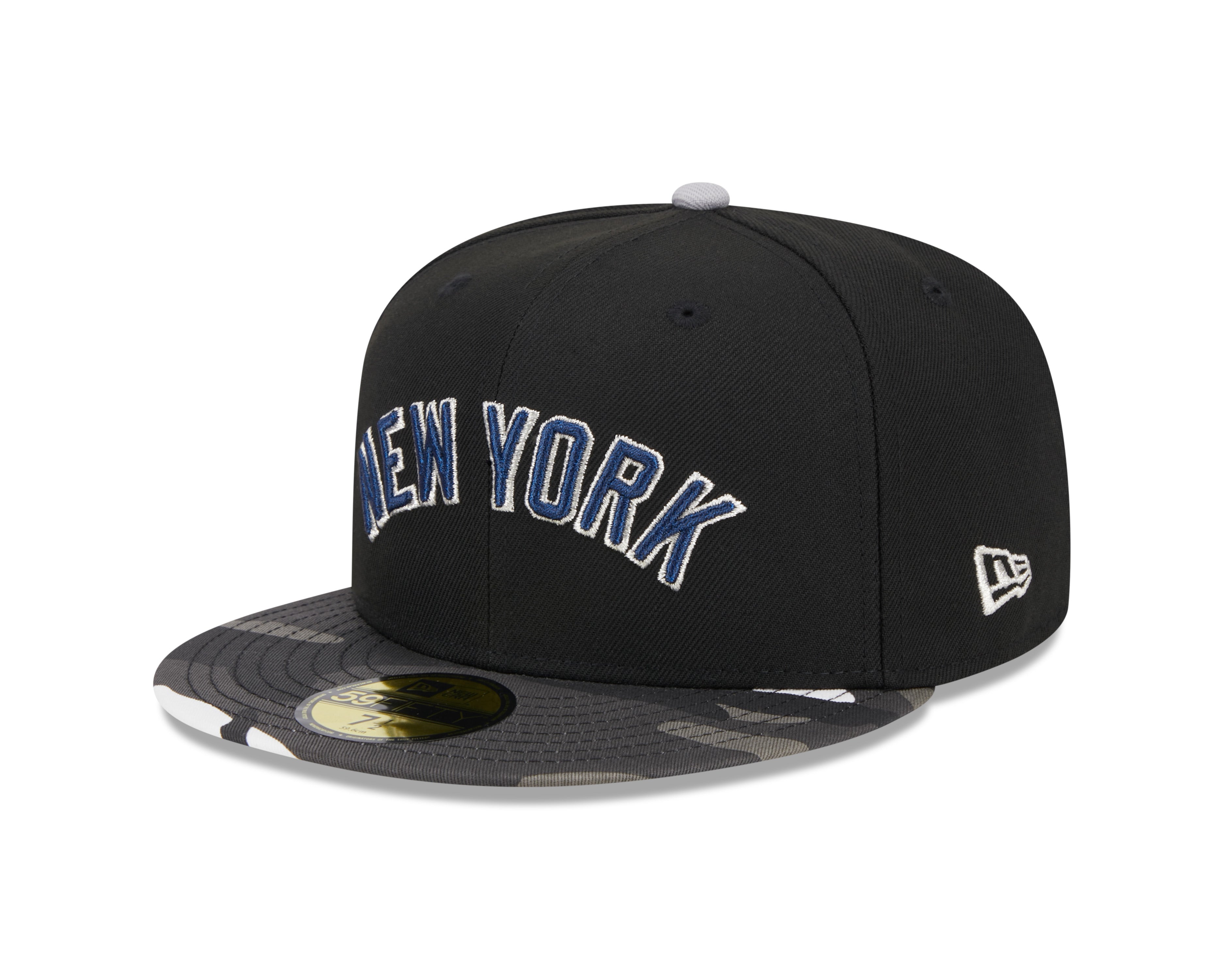 New York Yankees MLB New Era Casquette ajustée noire camouflage 59Fifty métallisée pour hommes