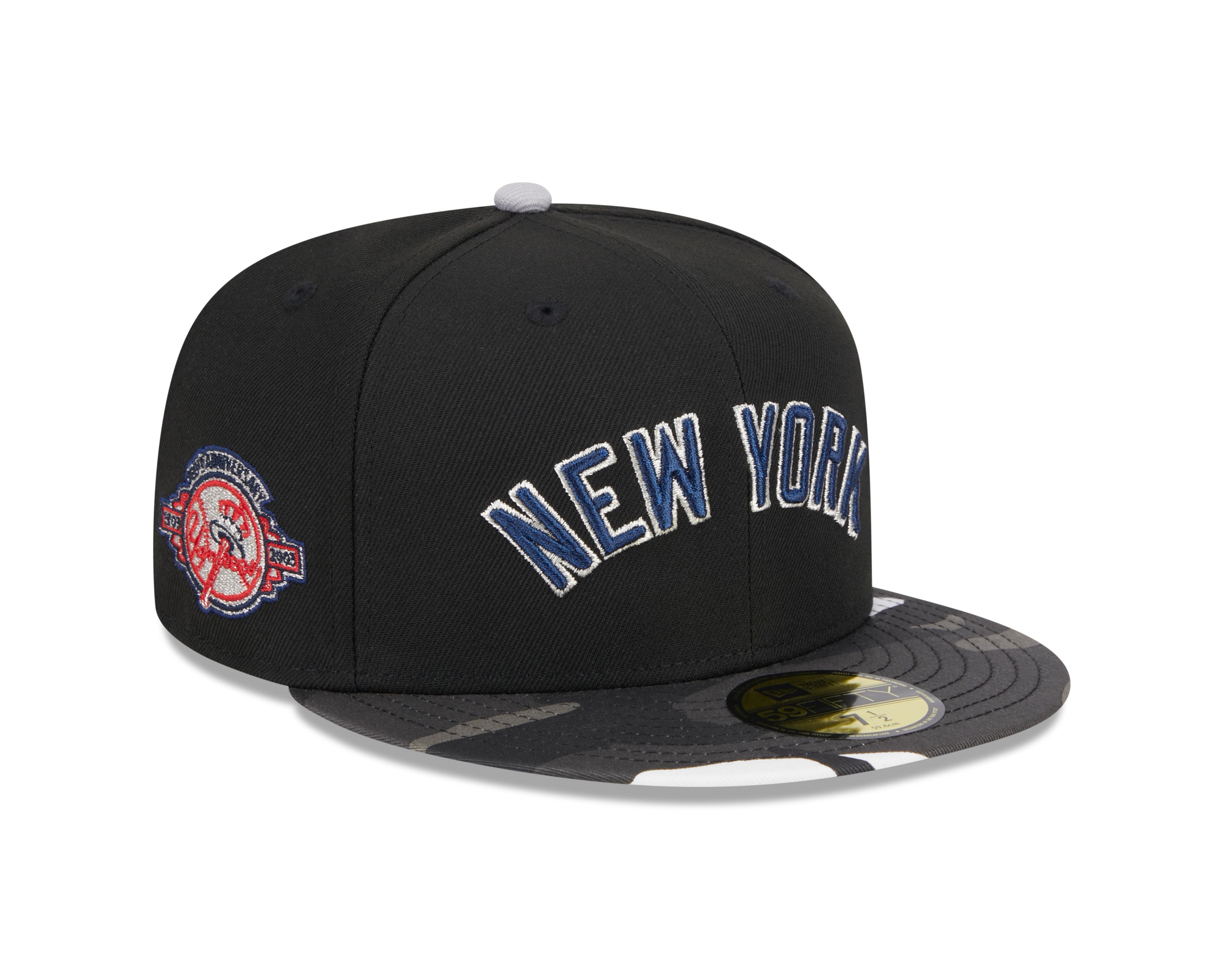 New York Yankees MLB New Era Casquette ajustée noire camouflage 59Fifty métallisée pour hommes