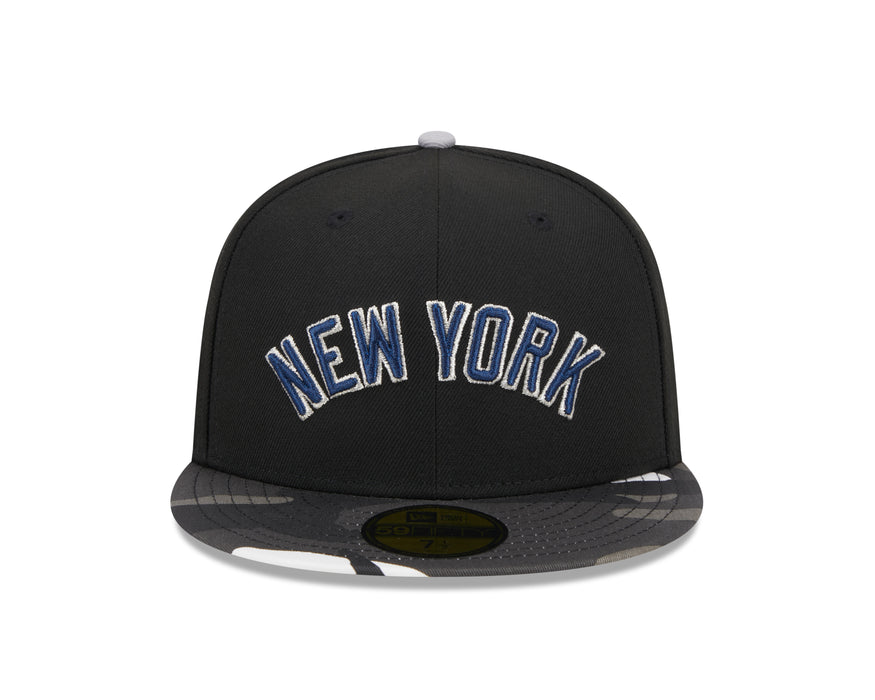 New York Yankees MLB New Era Men's Black Camo 59Fifty Metallic Fitted Hat