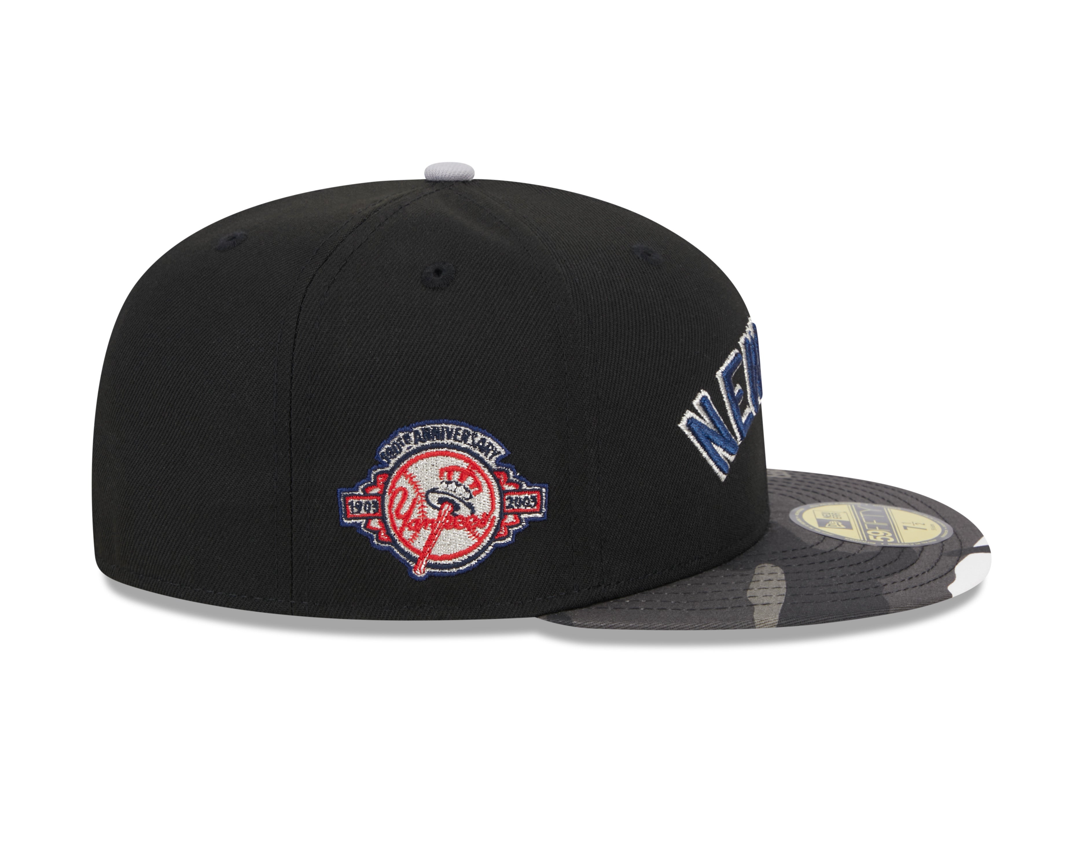 New York Yankees MLB New Era Casquette ajustée noire camouflage 59Fifty métallisée pour hommes