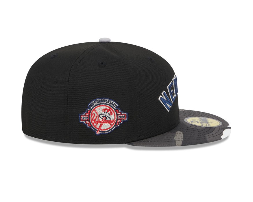 New York Yankees MLB New Era Men's Black Camo 59Fifty Metallic Fitted Hat