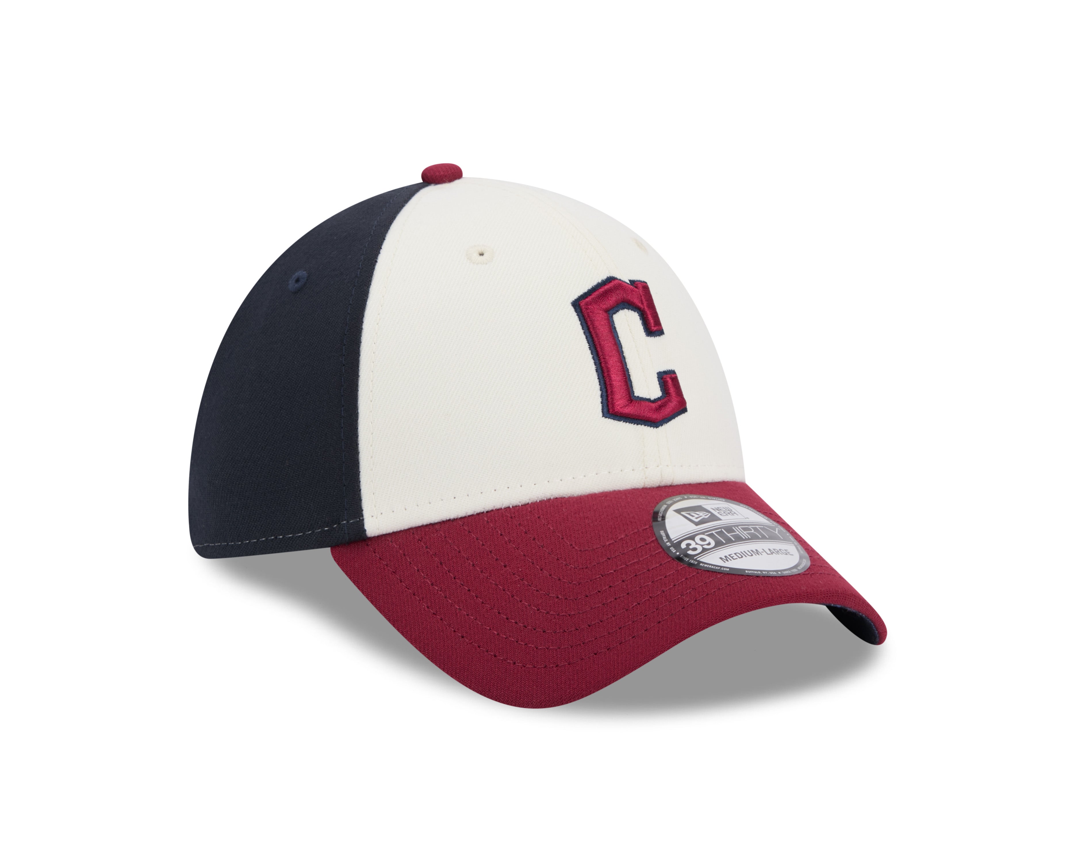 Casquette extensible City Connect 39Thirty 2024 pour homme, beige/bleu marine/rouge, des Cleveland Guardians de la MLB New Era