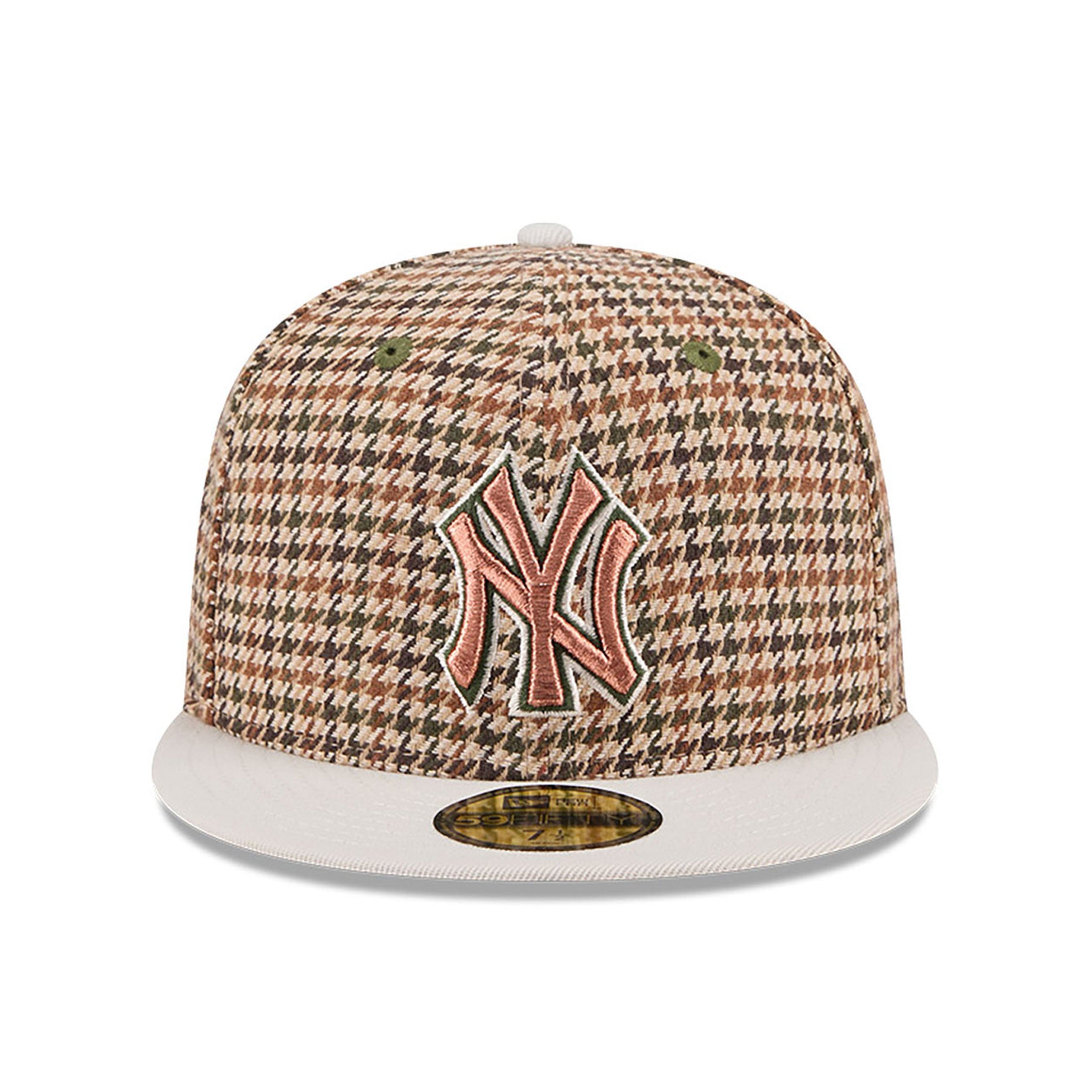 Casquette ajustée pied-de-poule beige 59Fifty 2000 World Series New Era des Yankees de New York pour hommes