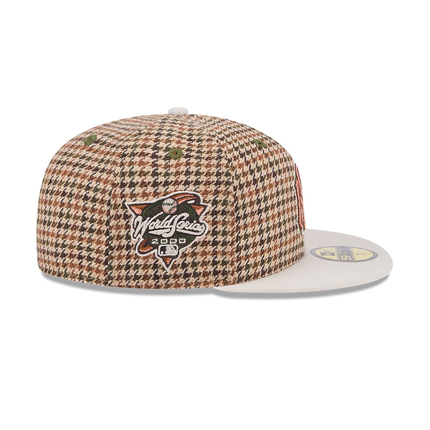 Casquette ajustée pied-de-poule beige 59Fifty 2000 World Series New Era des Yankees de New York pour hommes