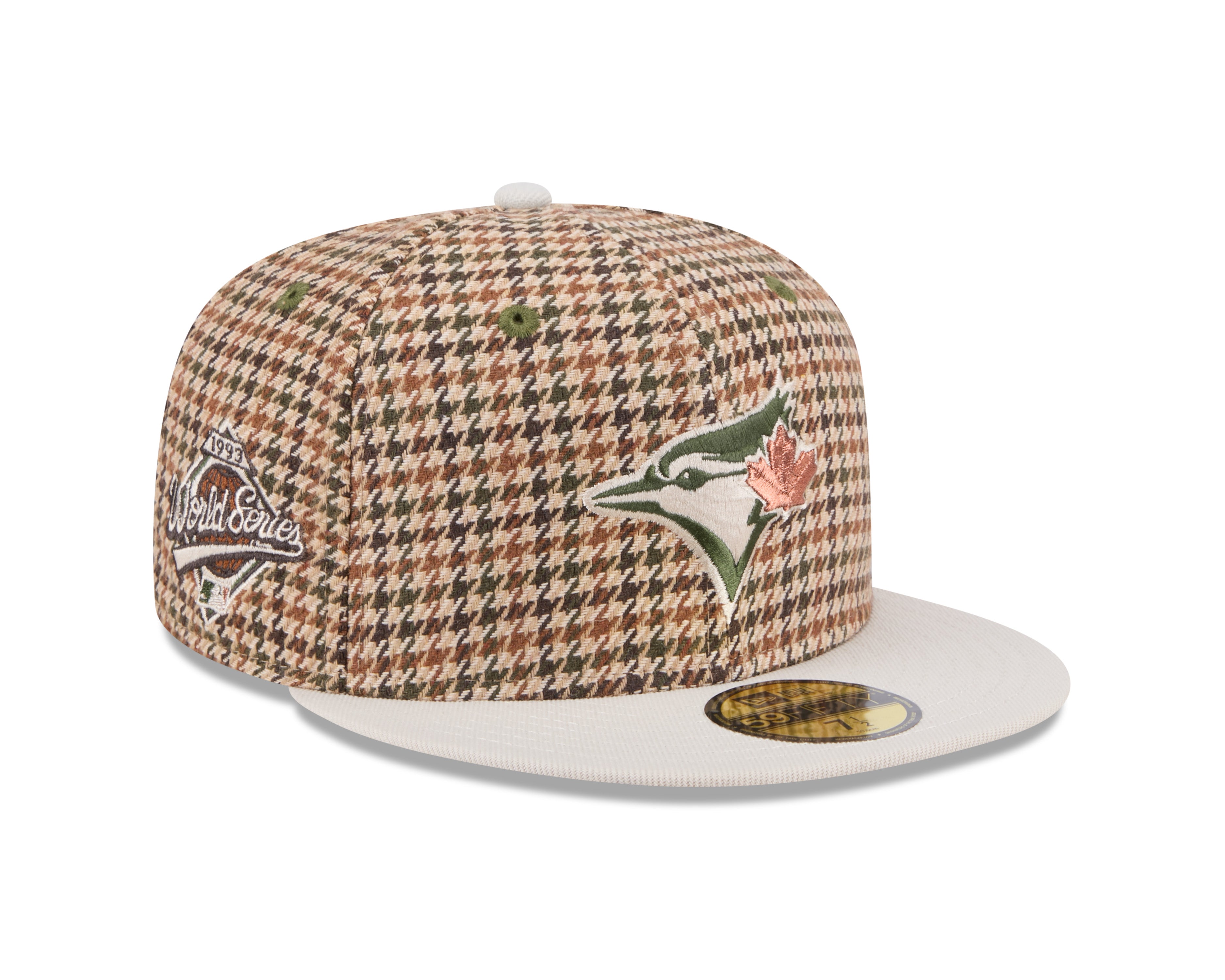 Toronto Blue Jays MLB New Era Men's Beige Houndstooth 59Fifty 1993 World Series Fitted Hat