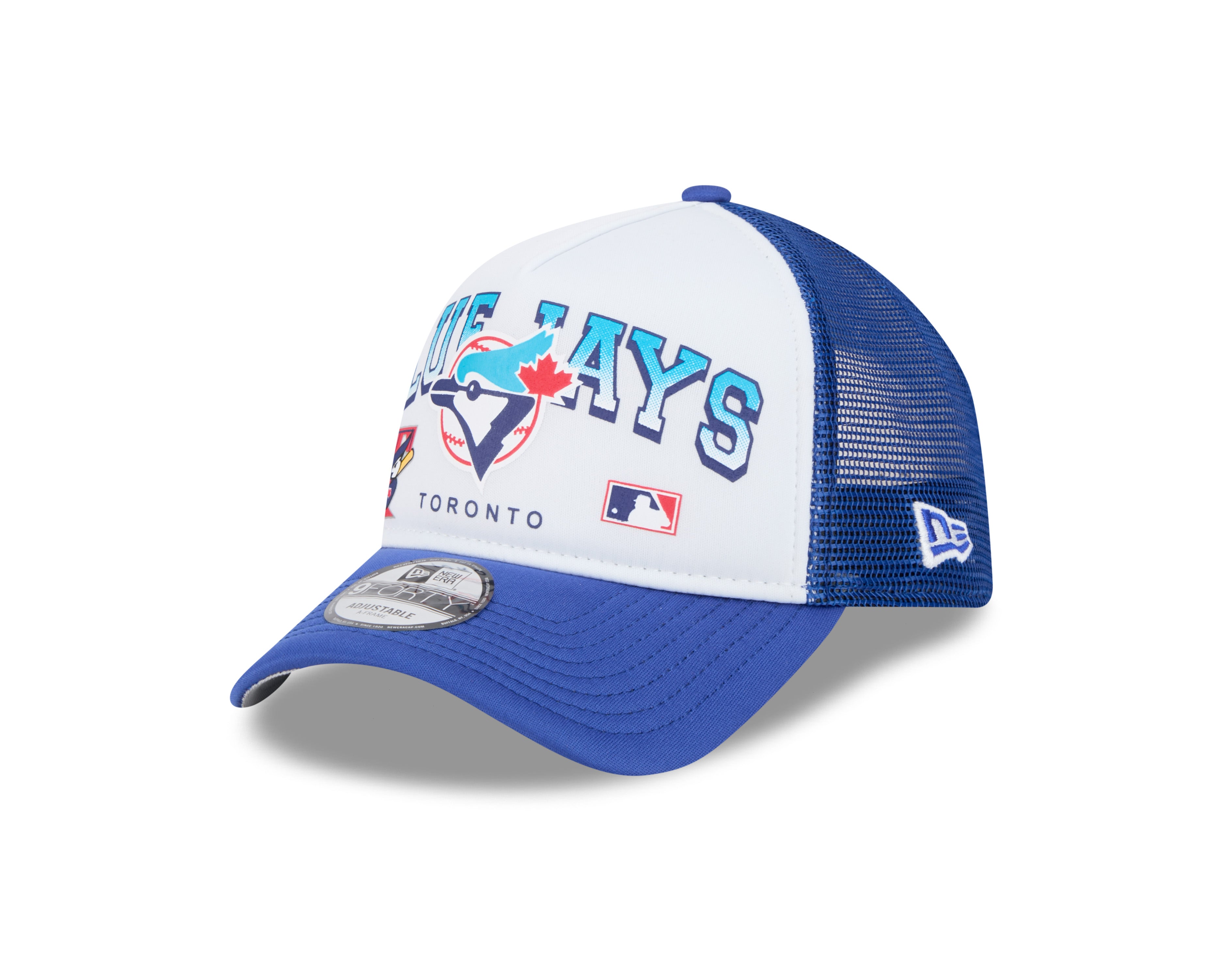 Toronto Blue Jays MLB New Era pour hommes, bleu royal/blanc, 9Forty Retro Wordmark Snapback