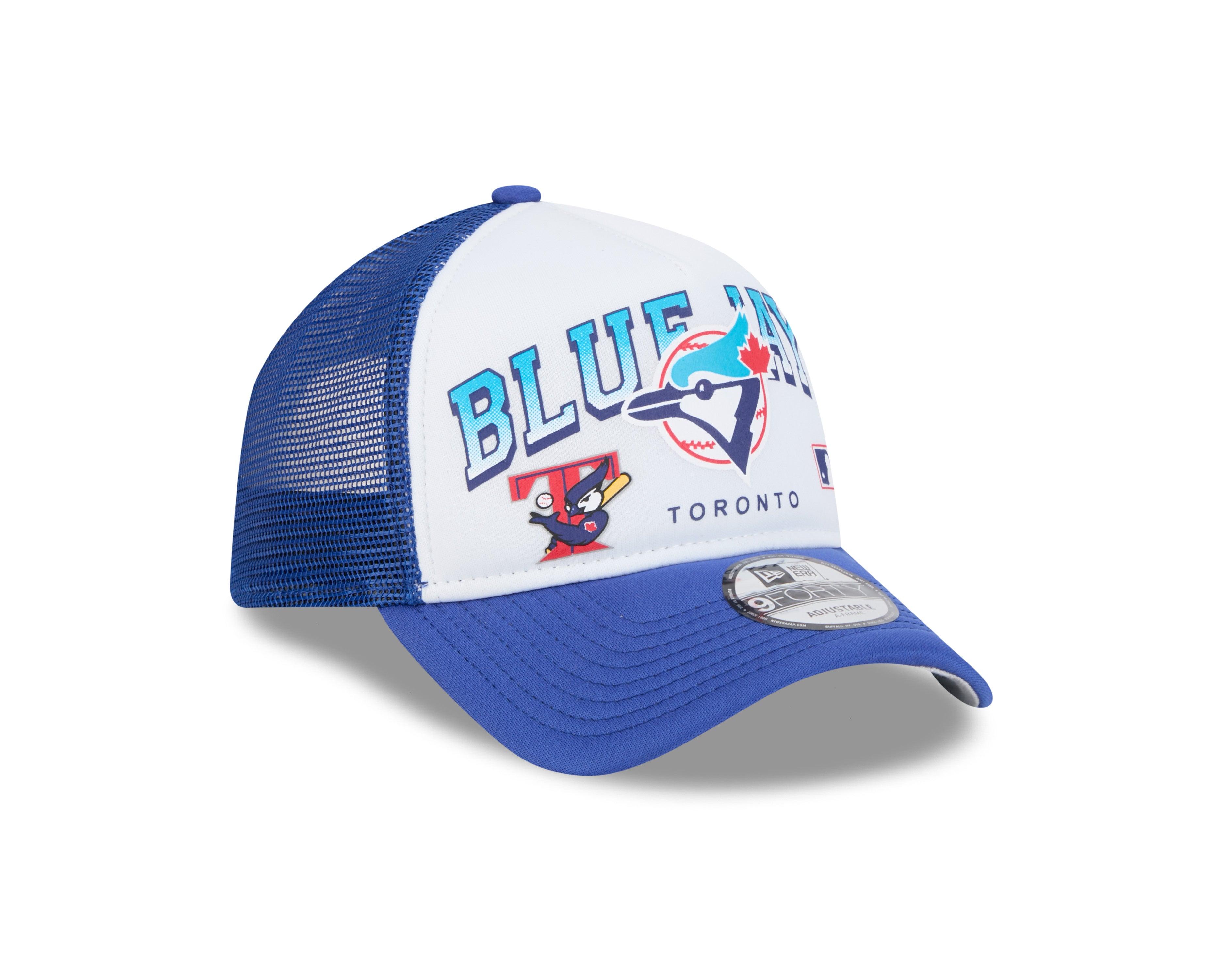 Toronto Blue Jays MLB New Era pour hommes, bleu royal/blanc, 9Forty Retro Wordmark Snapback