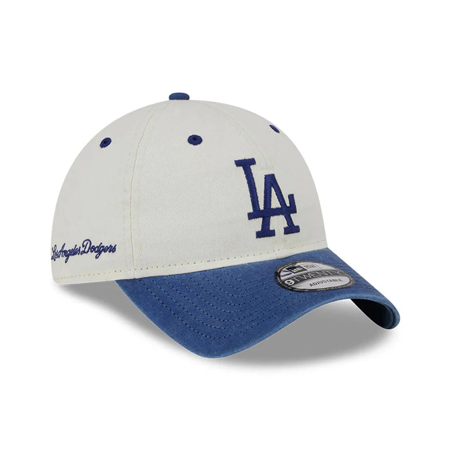 Los Angeles Dodgers MLB New Era Men's White/Royal 9Twenty Classic Sidescript Adjustable Hat