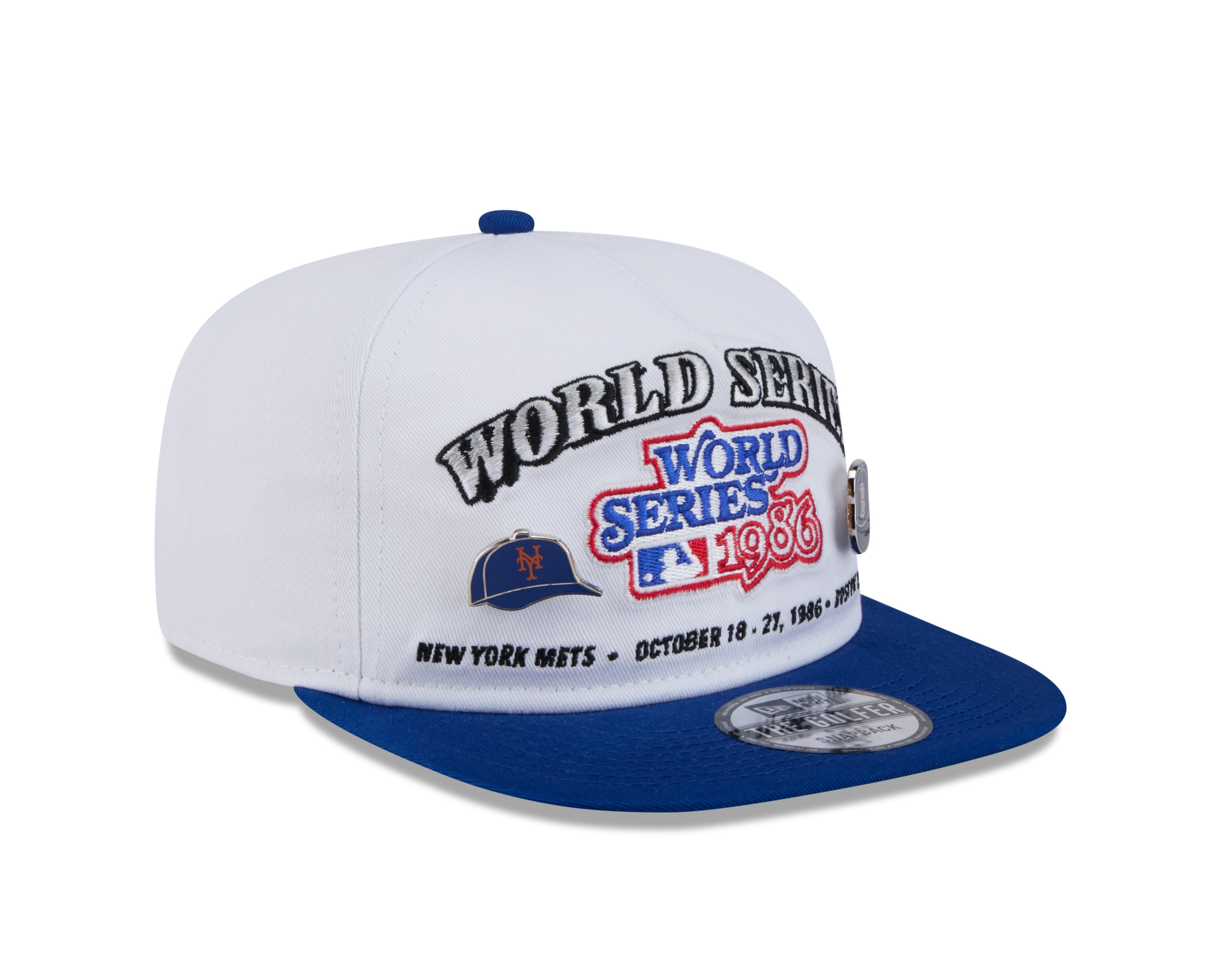1986 World Series MLB New Era Men's White Golfer Championship Pin Snapback