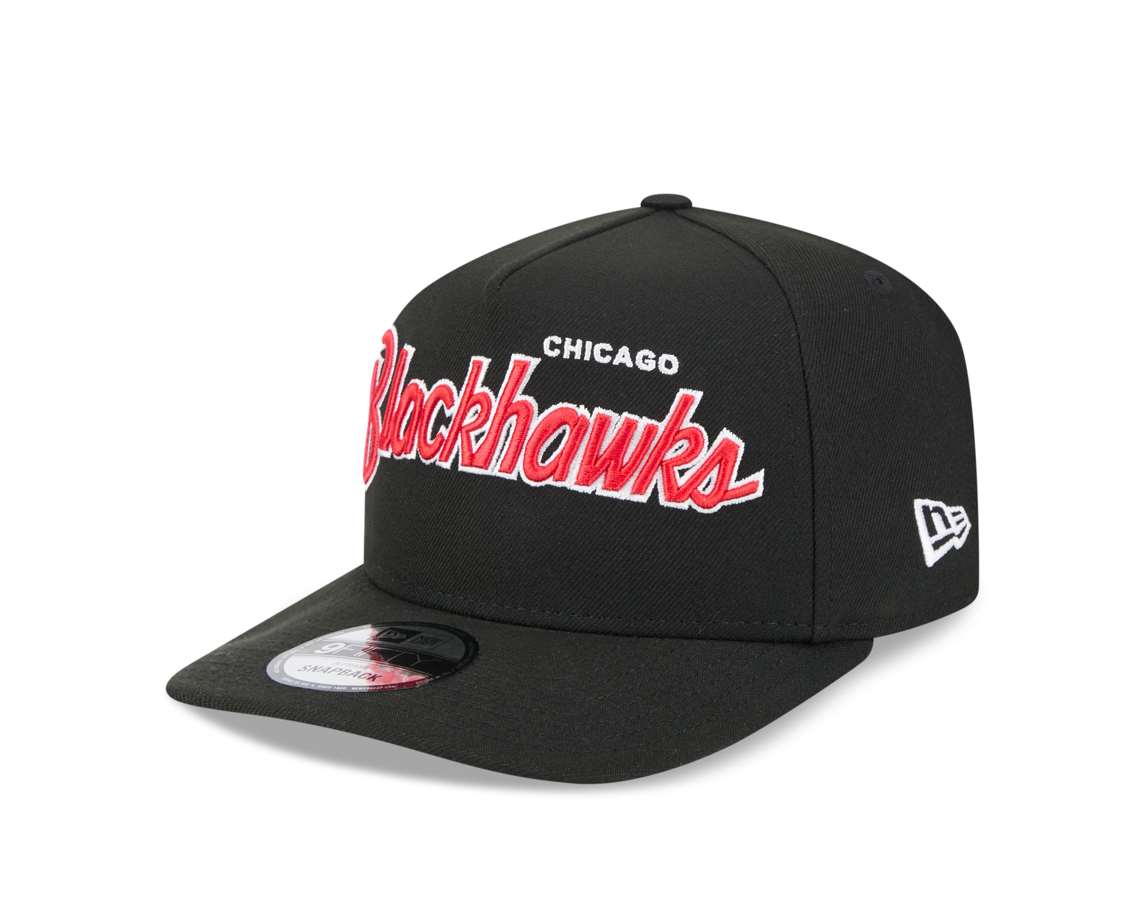 Chicago Blackhawks NHL New Era Men's Black 9FIfty Script A-Frame Snapback