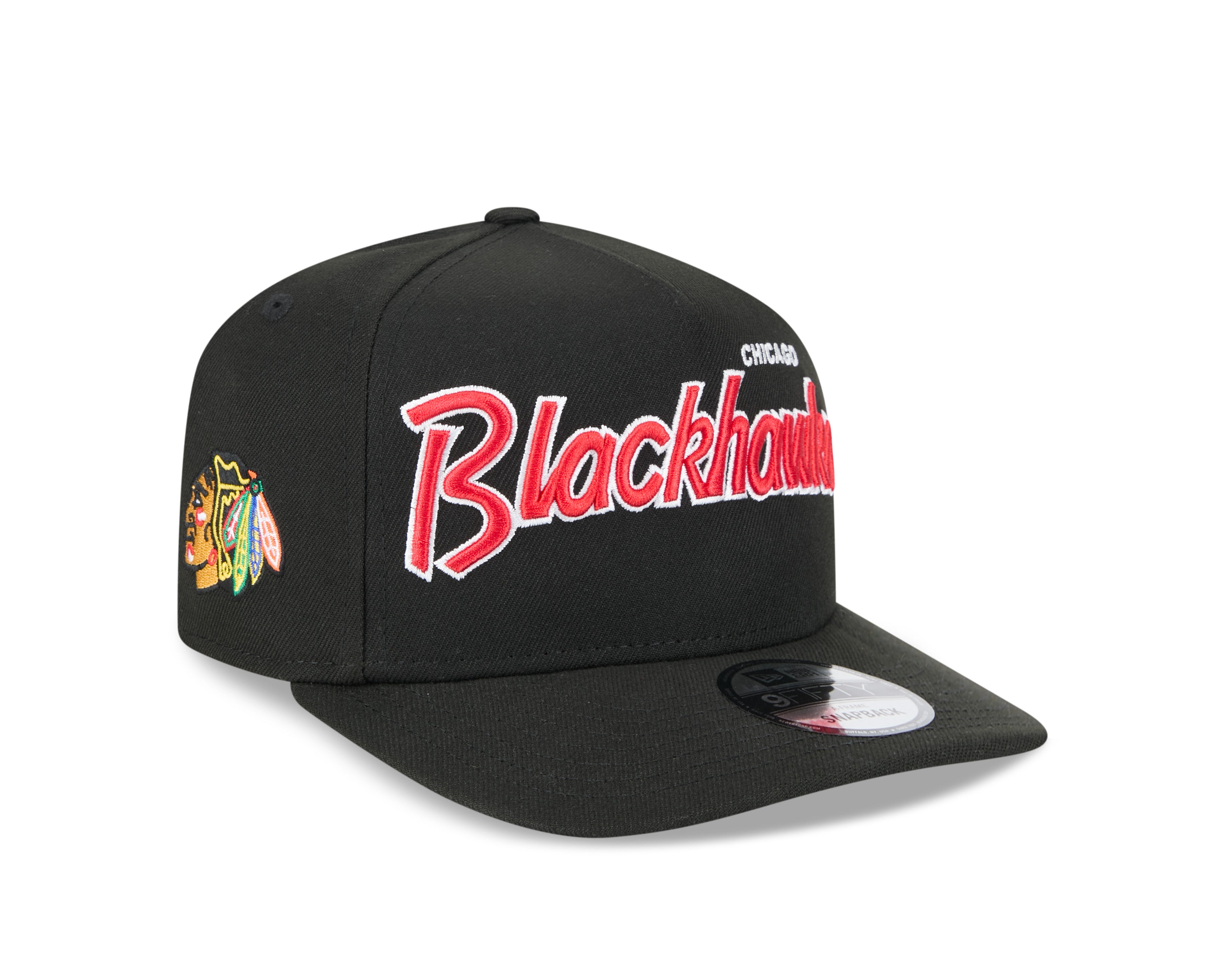 Casquette à visière snapback 9Fifty A-Frame noire pour homme des Blackhawks de Chicago de la LNH de New Era