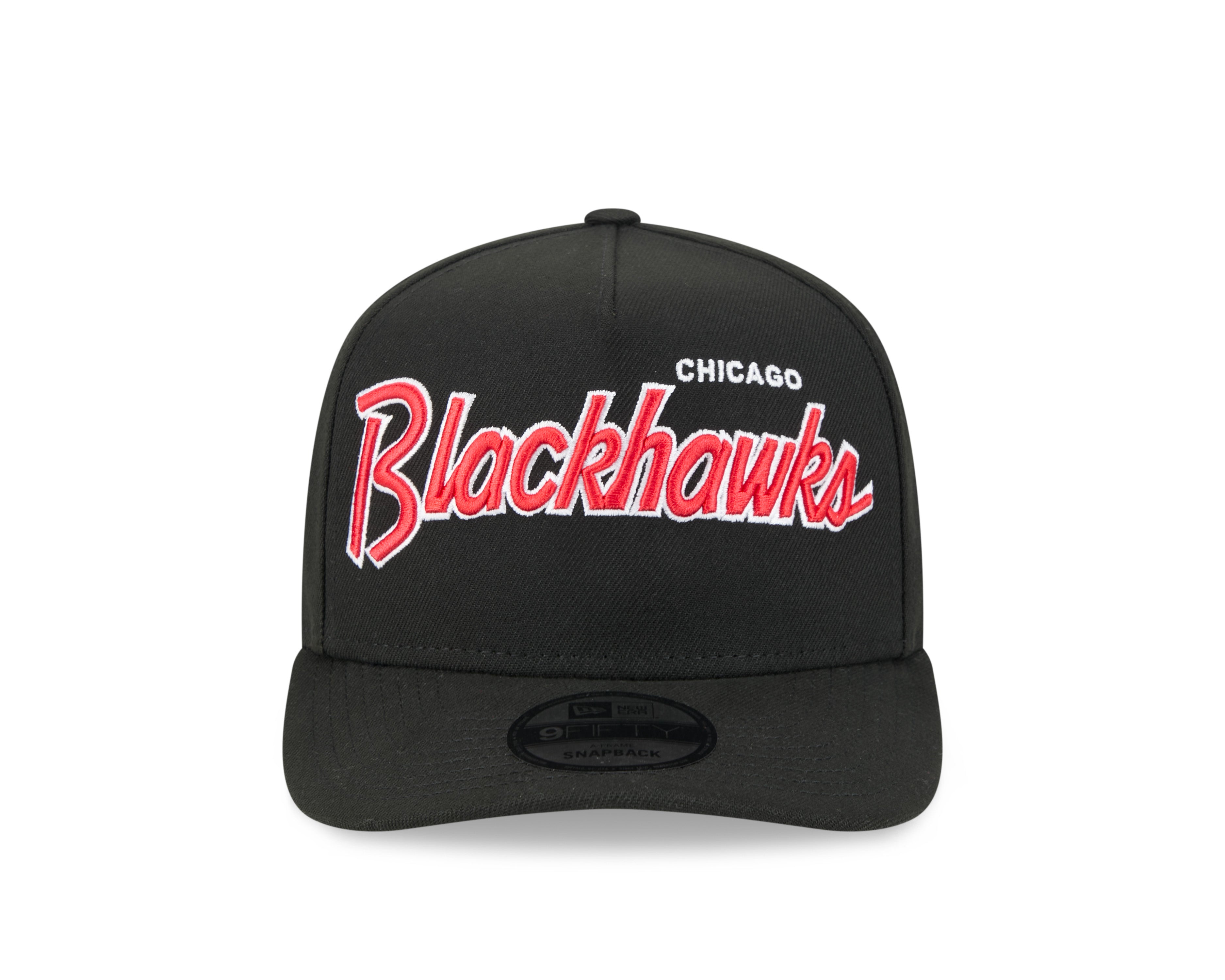 Chicago Blackhawks NHL New Era Men's Black 9FIfty Script A-Frame Snapback