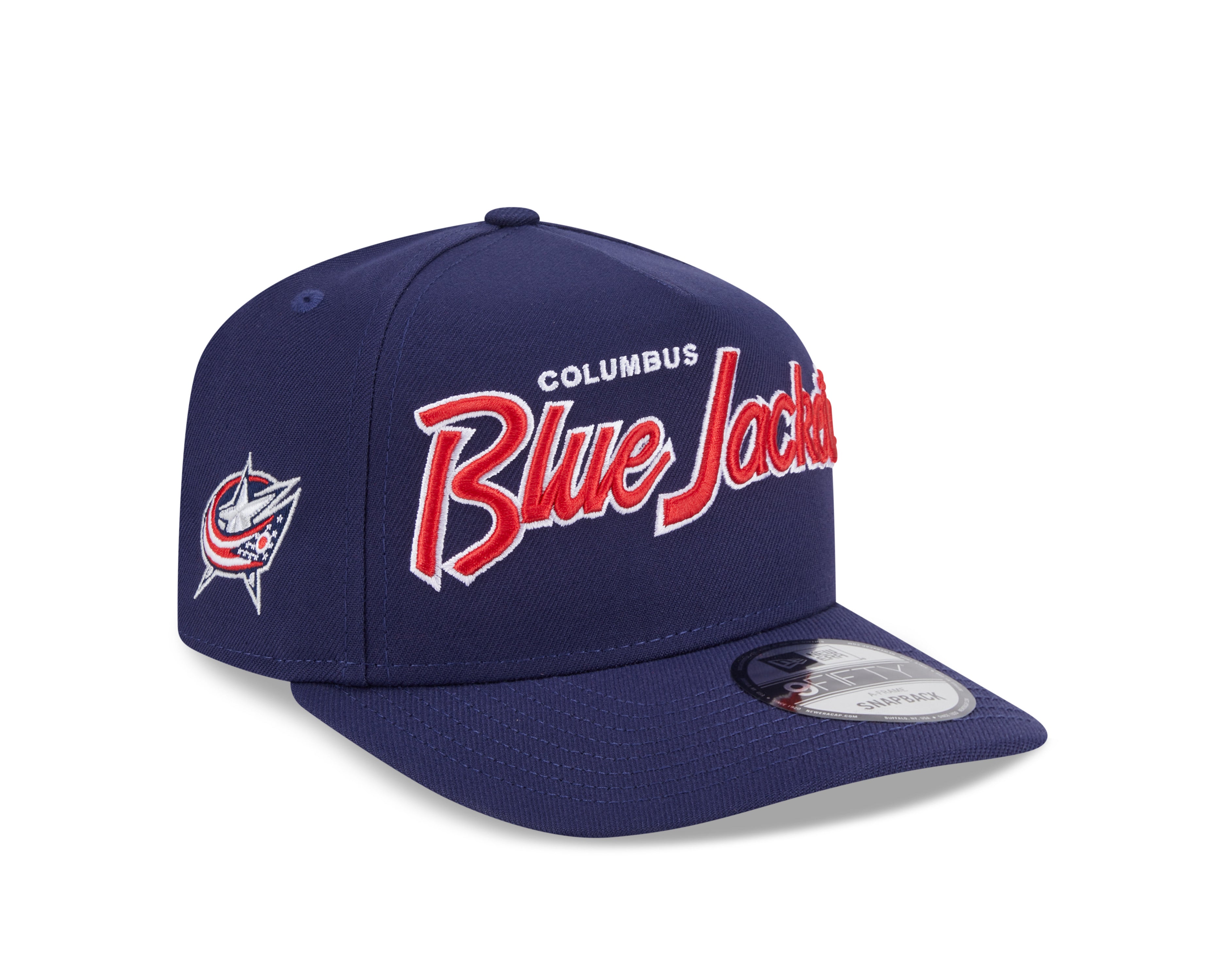 Casquette snapback 9Fifty A-Frame avec script pour homme de la LNH Columbus Blue Jackets de New Era, bleu marine