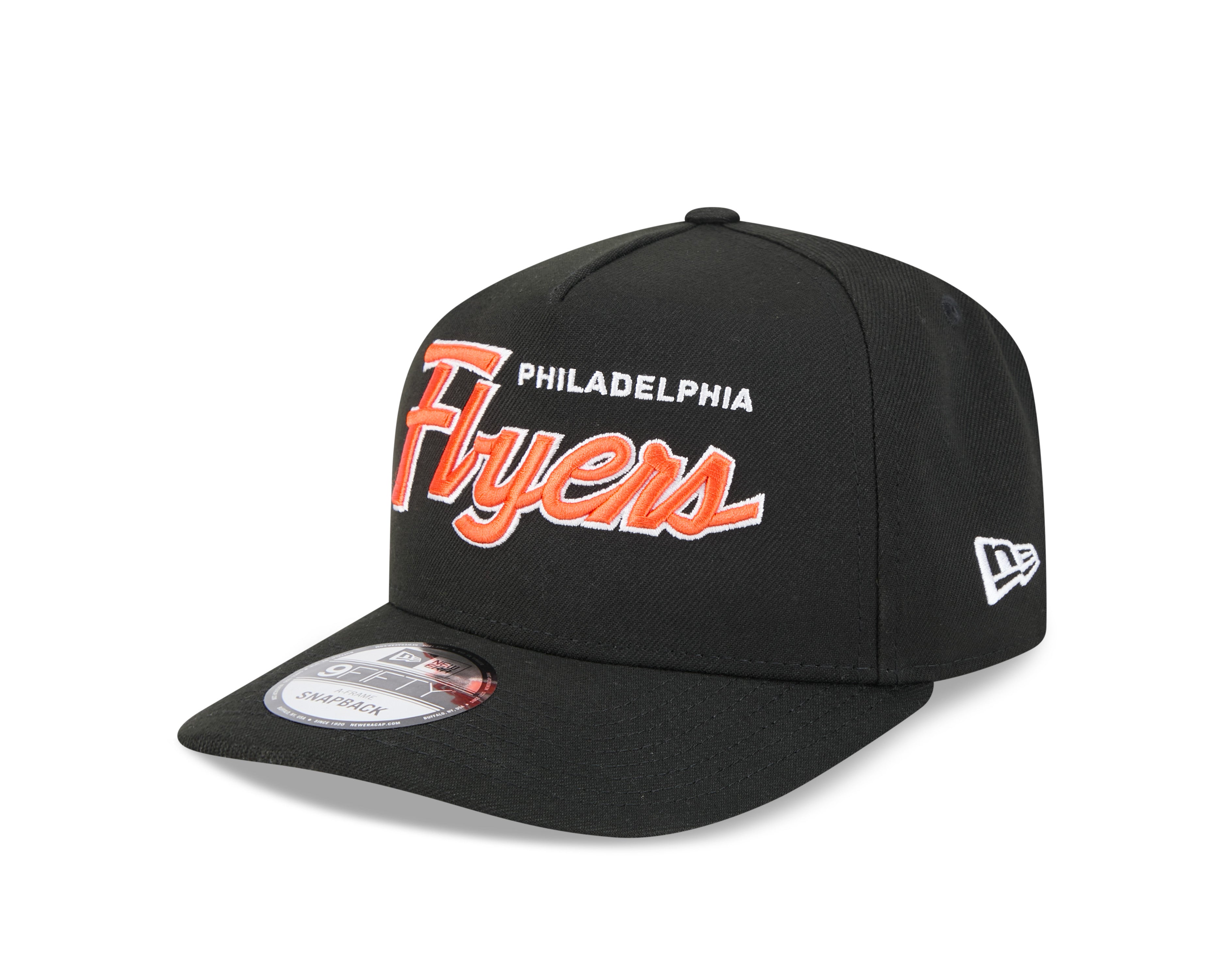 Philadelphia Flyers NHL New Era Men's Black 9FIfty Script A-Frame Snapback