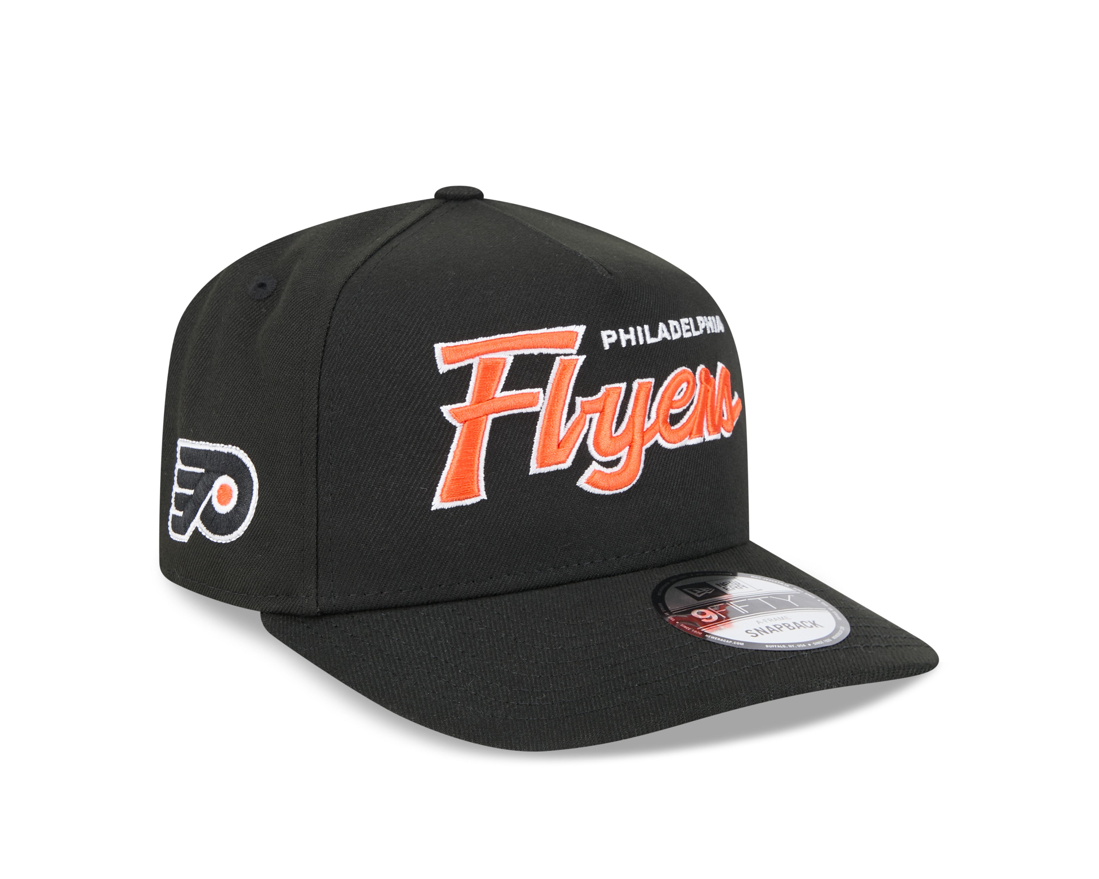 Philadelphia Flyers NHL New Era Men's Black 9FIfty Script A-Frame Snapback