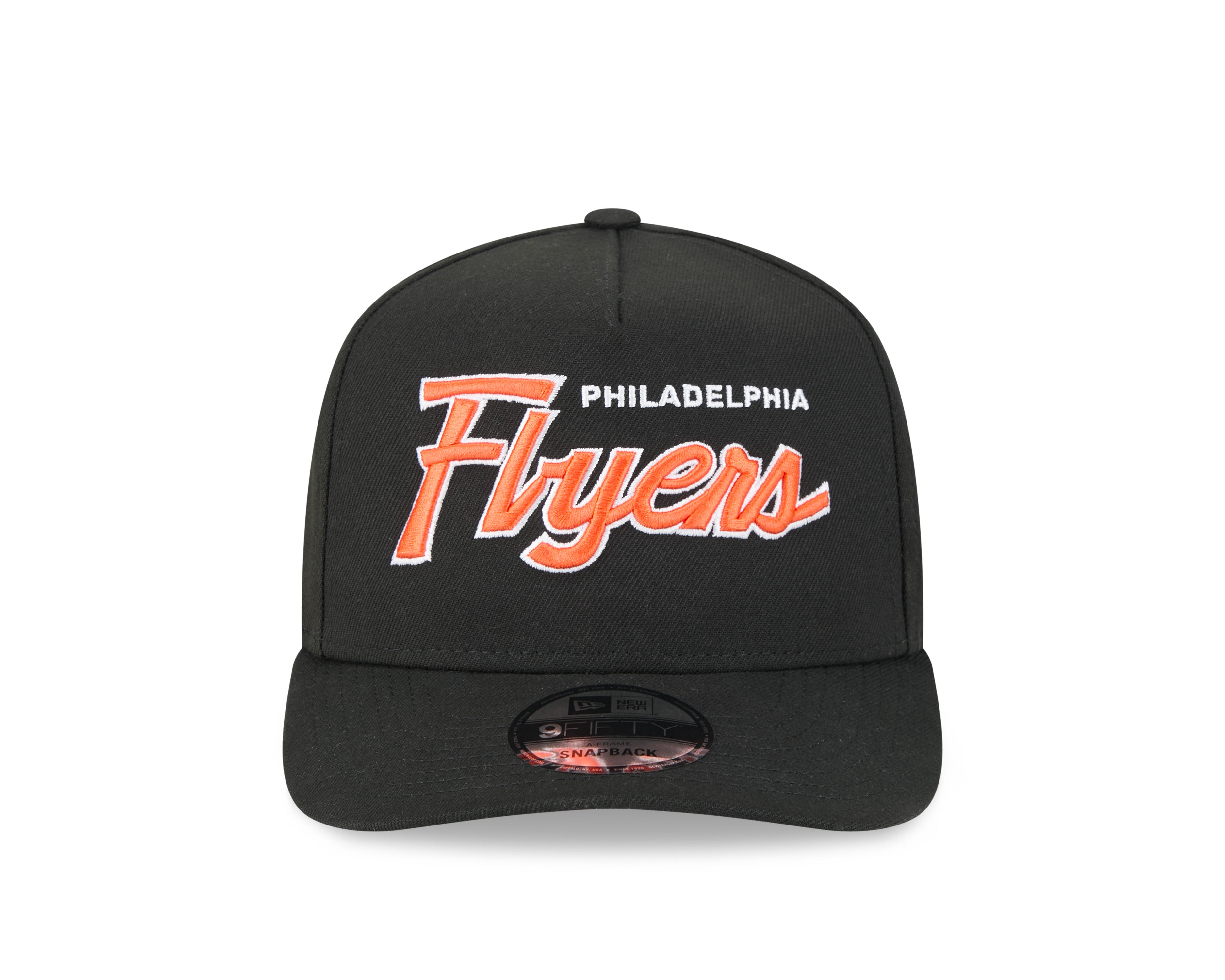 Philadelphia Flyers NHL New Era Men's Black 9FIfty Script A-Frame Snapback