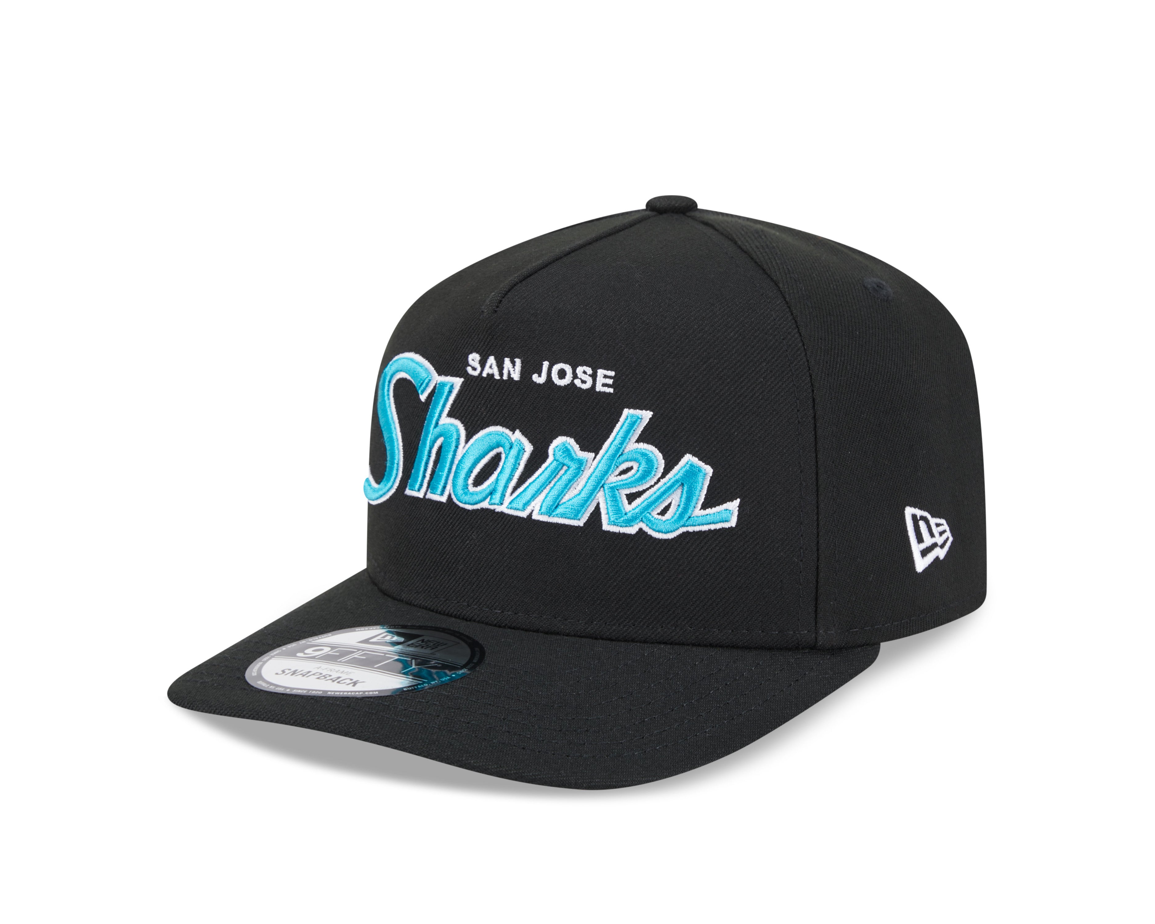 Casquette Snapback A-Frame 9FIfty Script noire pour homme des Sharks de San Jose NHL de New Era