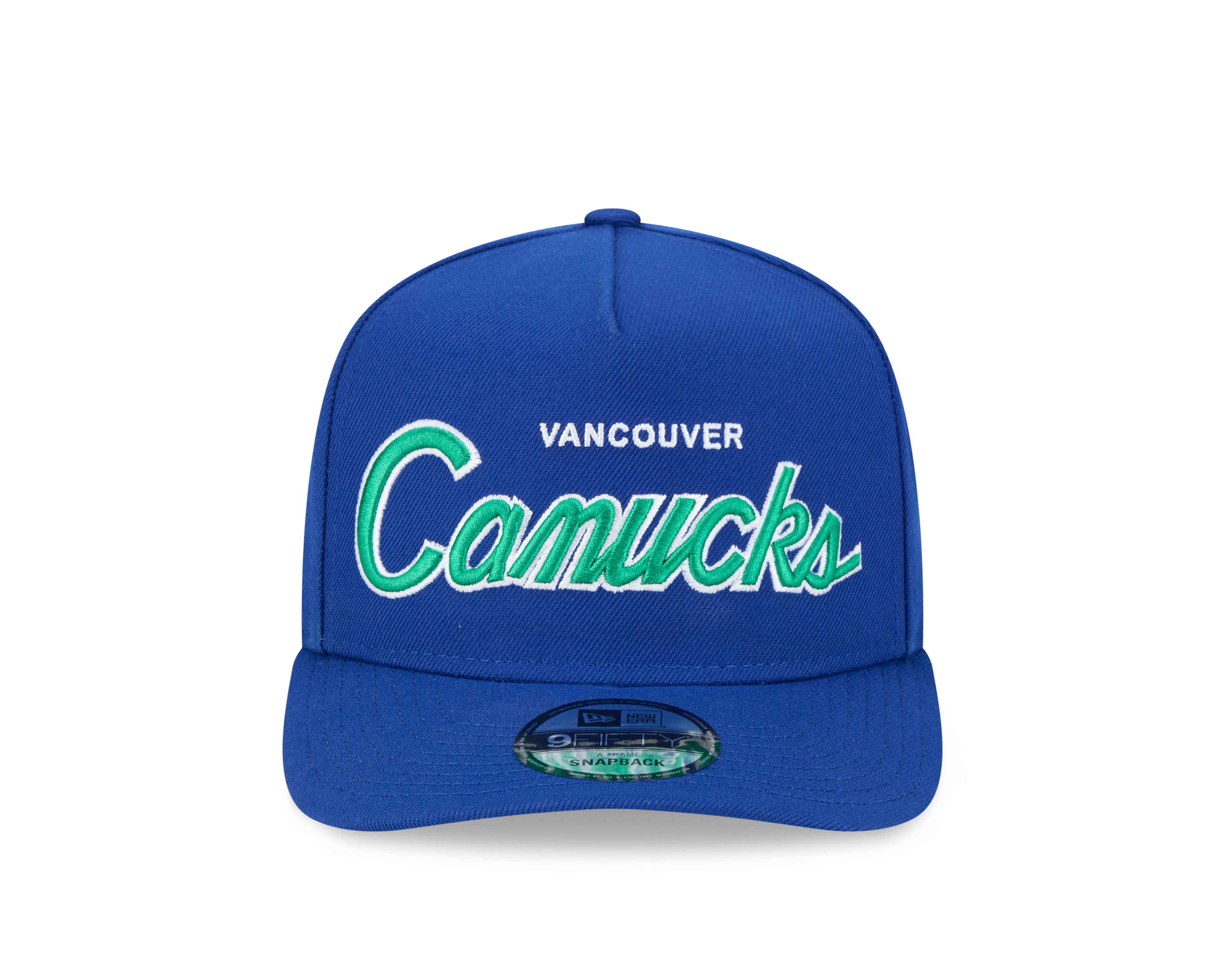 Vancouver Canucks NHL New Era Men's Royal 9FIfty Script A-Frame Snapback