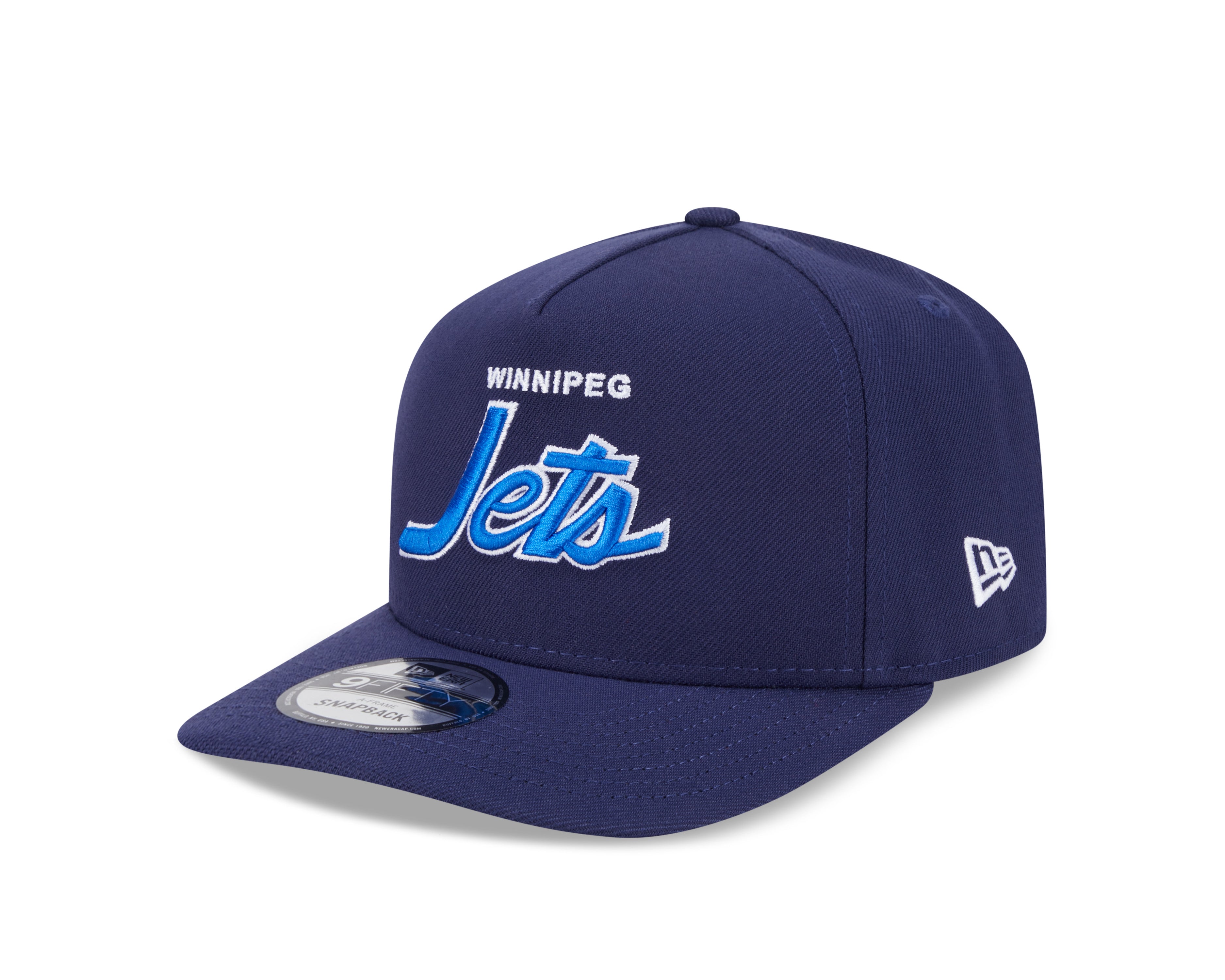 Casquette à visière snapback 9Fifty A-Frame de la LNH de Winnipeg Jets pour homme de New Era, bleu marine