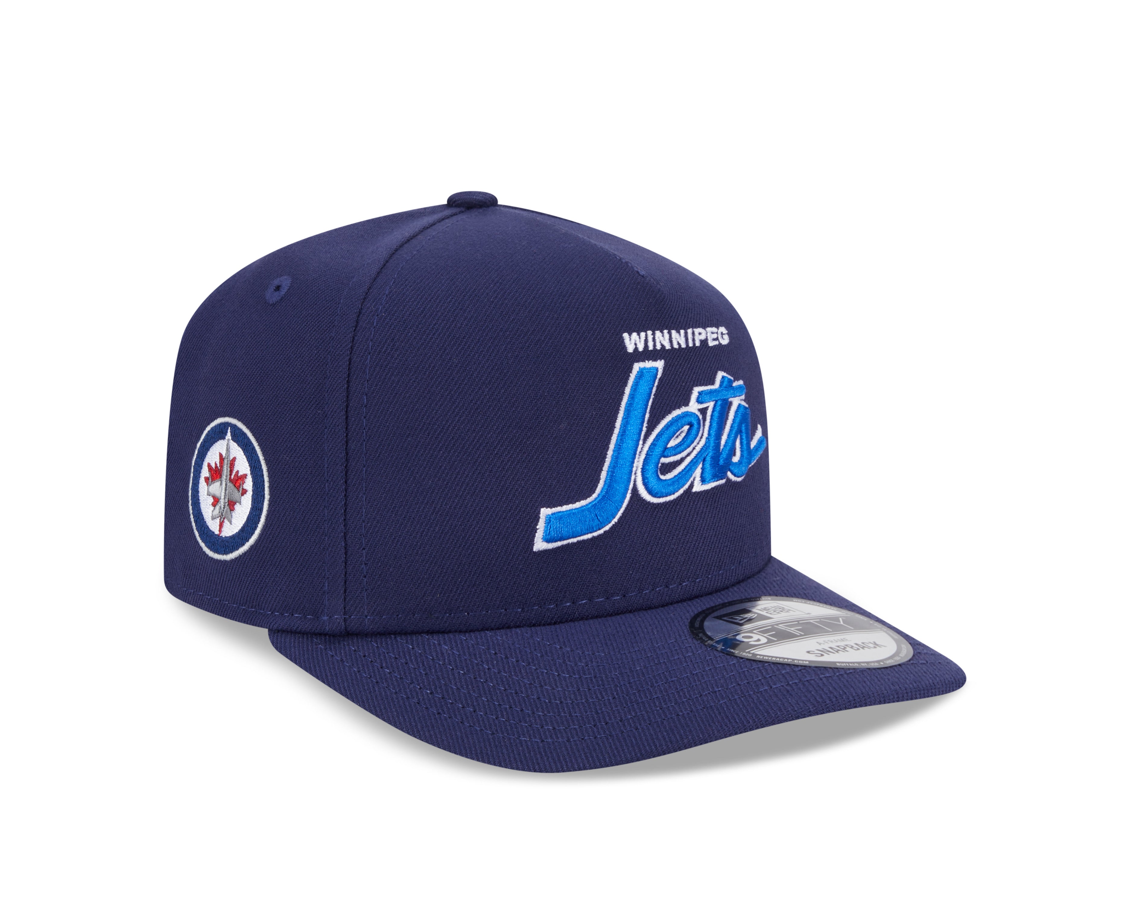 Casquette à visière snapback 9Fifty A-Frame de la LNH de Winnipeg Jets pour homme de New Era, bleu marine