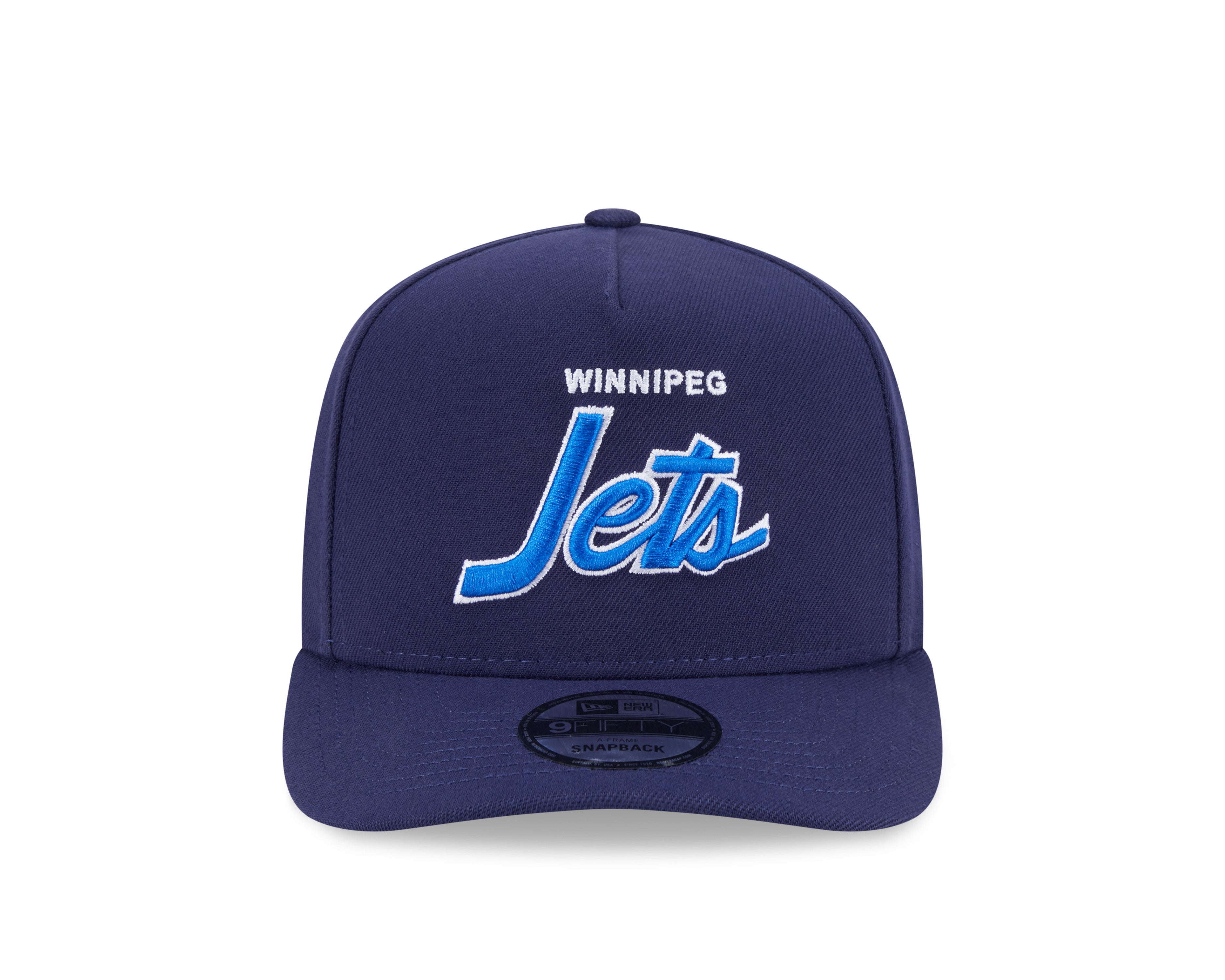 Casquette à visière snapback 9Fifty A-Frame de la LNH de Winnipeg Jets pour homme de New Era, bleu marine