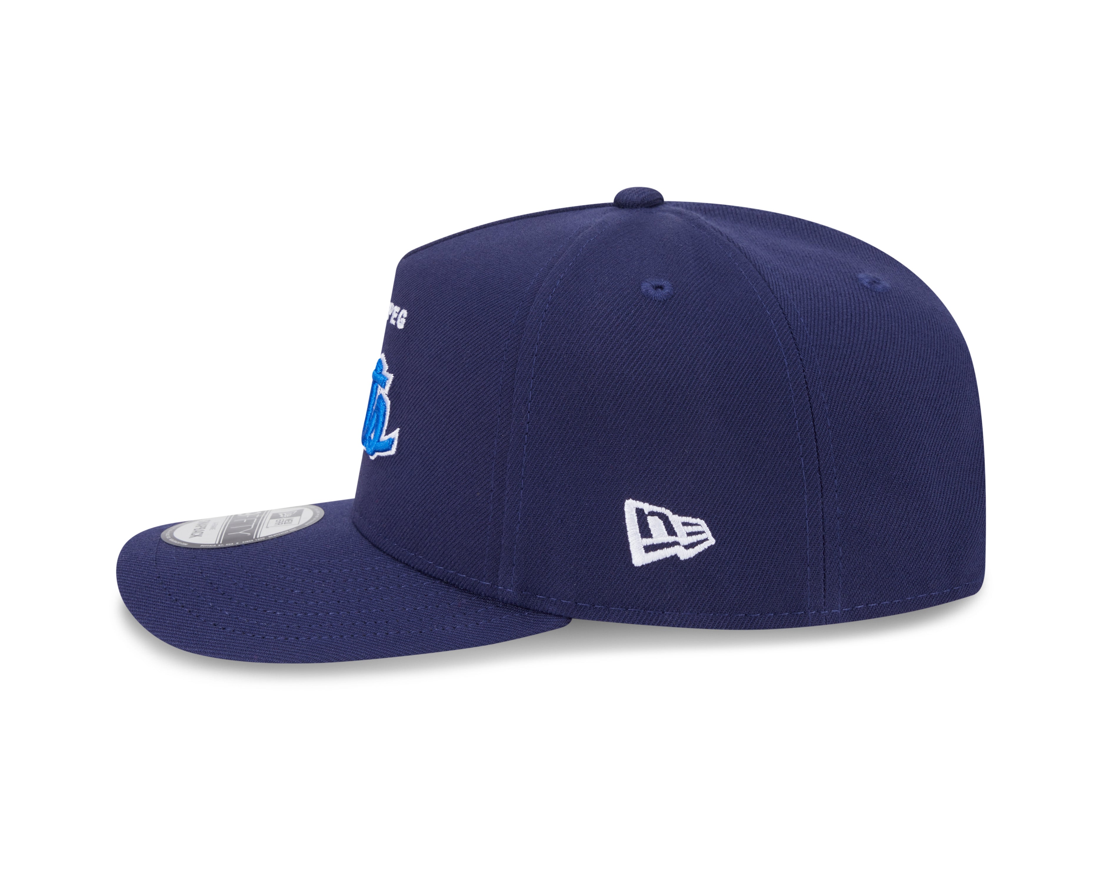 Casquette à visière snapback 9Fifty A-Frame de la LNH de Winnipeg Jets pour homme de New Era, bleu marine