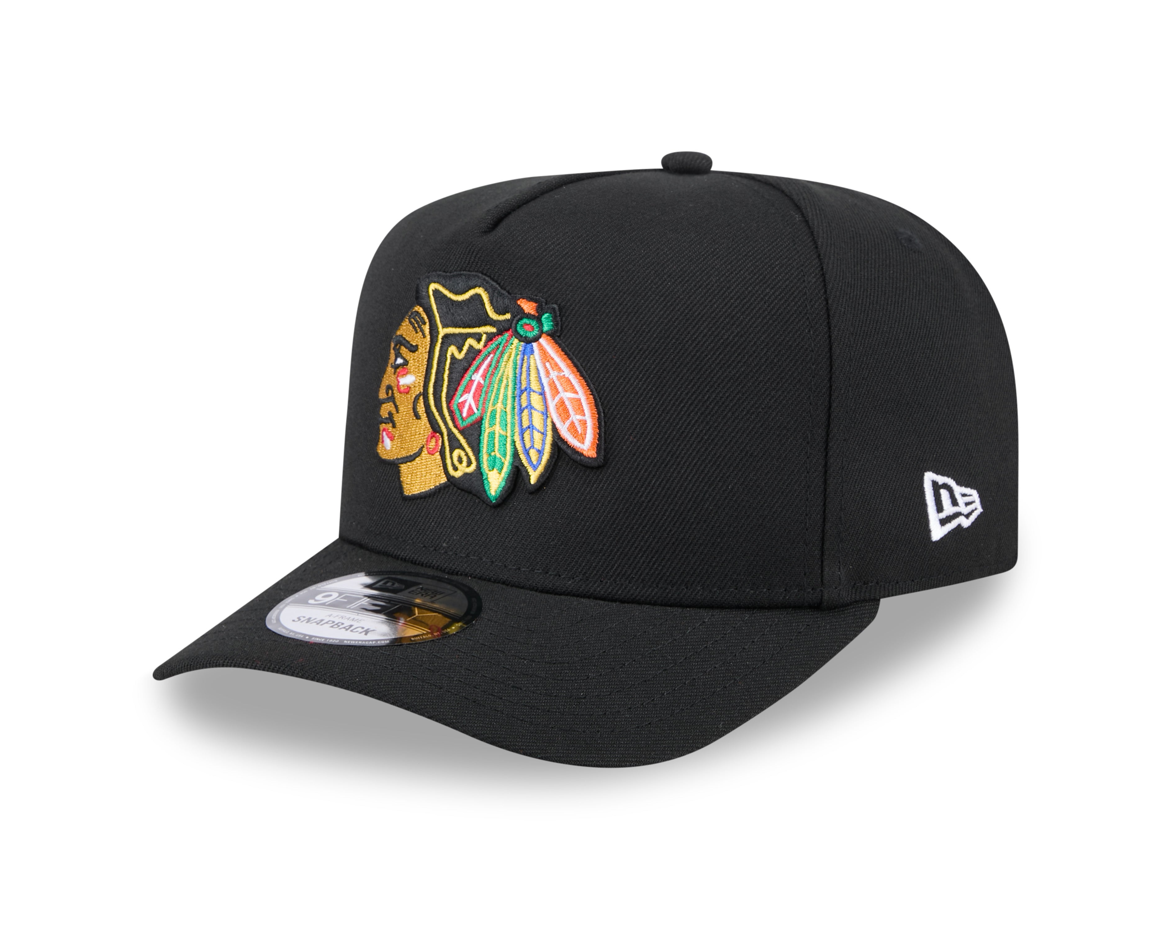 Casquette à visière snapback 9Fifty A-Frame noire pour homme des Blackhawks de Chicago de la LNH de New Era