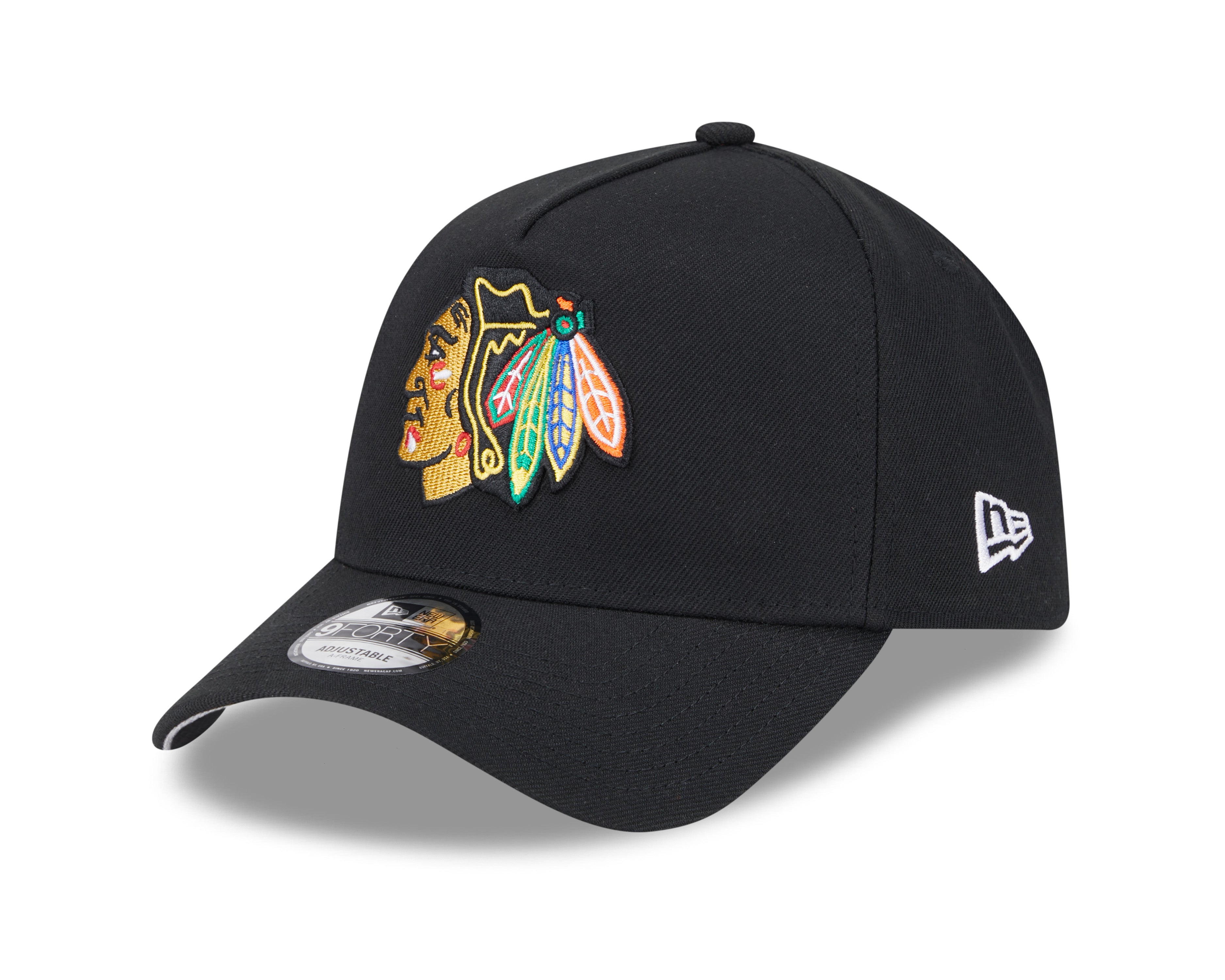 Casquette Snapback 9Forty A-Frame noire pour homme des Blackhawks de Chicago de la LNH de New Era