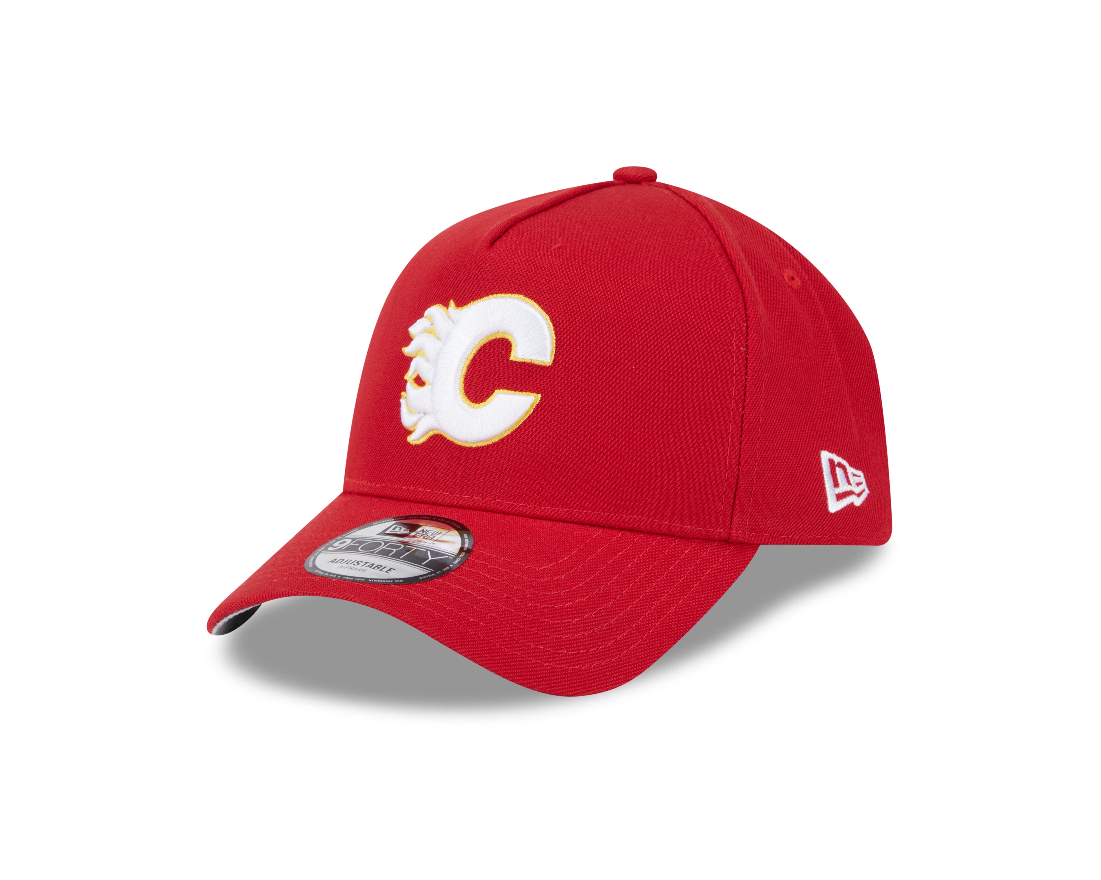 Casquette à visière ajustable 9Forty A-Frame rouge pour homme des Flames de Calgary de la LNH de New Era