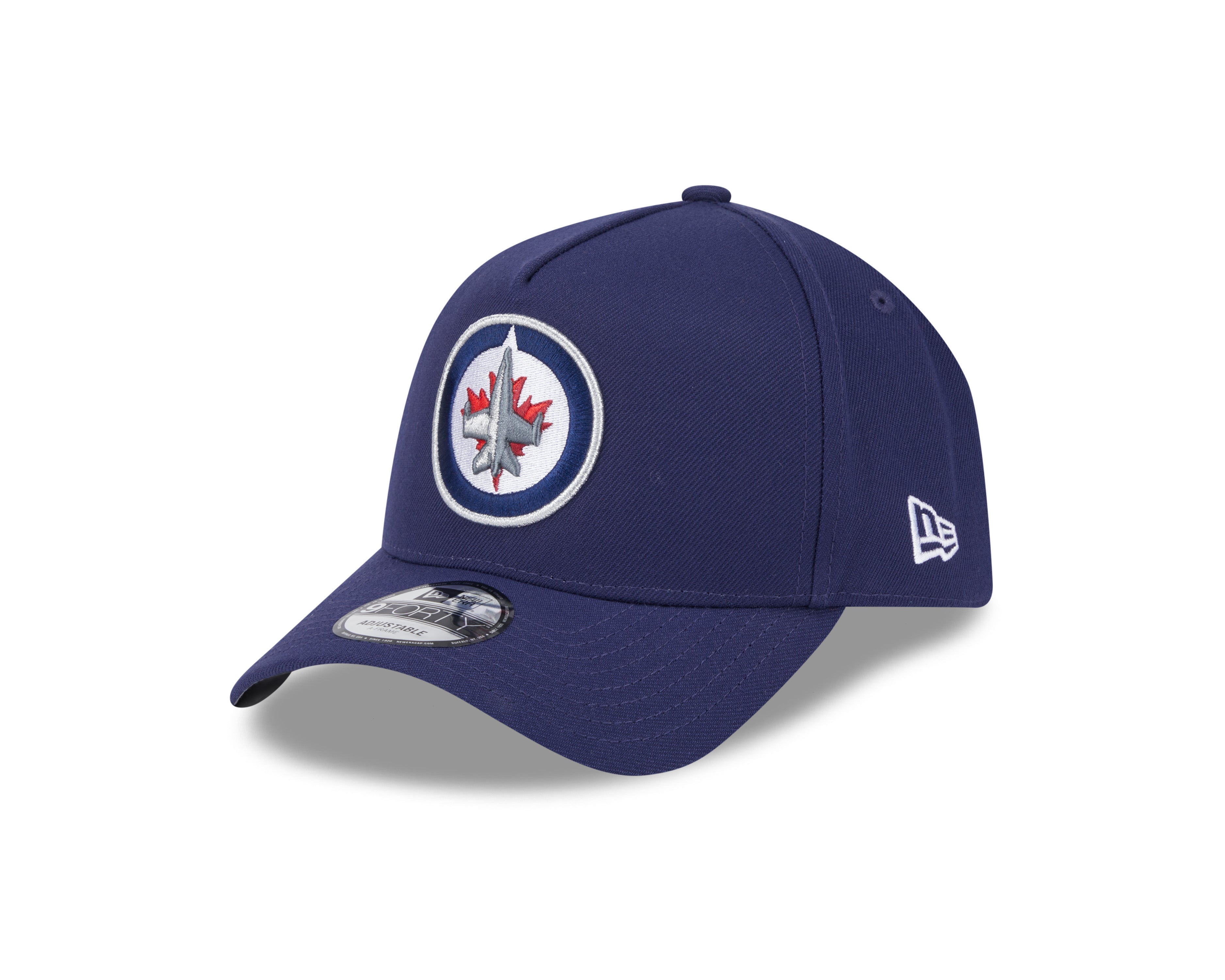 Casquette à visière snapback 9Forty A-Frame bleu marine de la LNH des Jets de Winnipeg pour homme de New Era