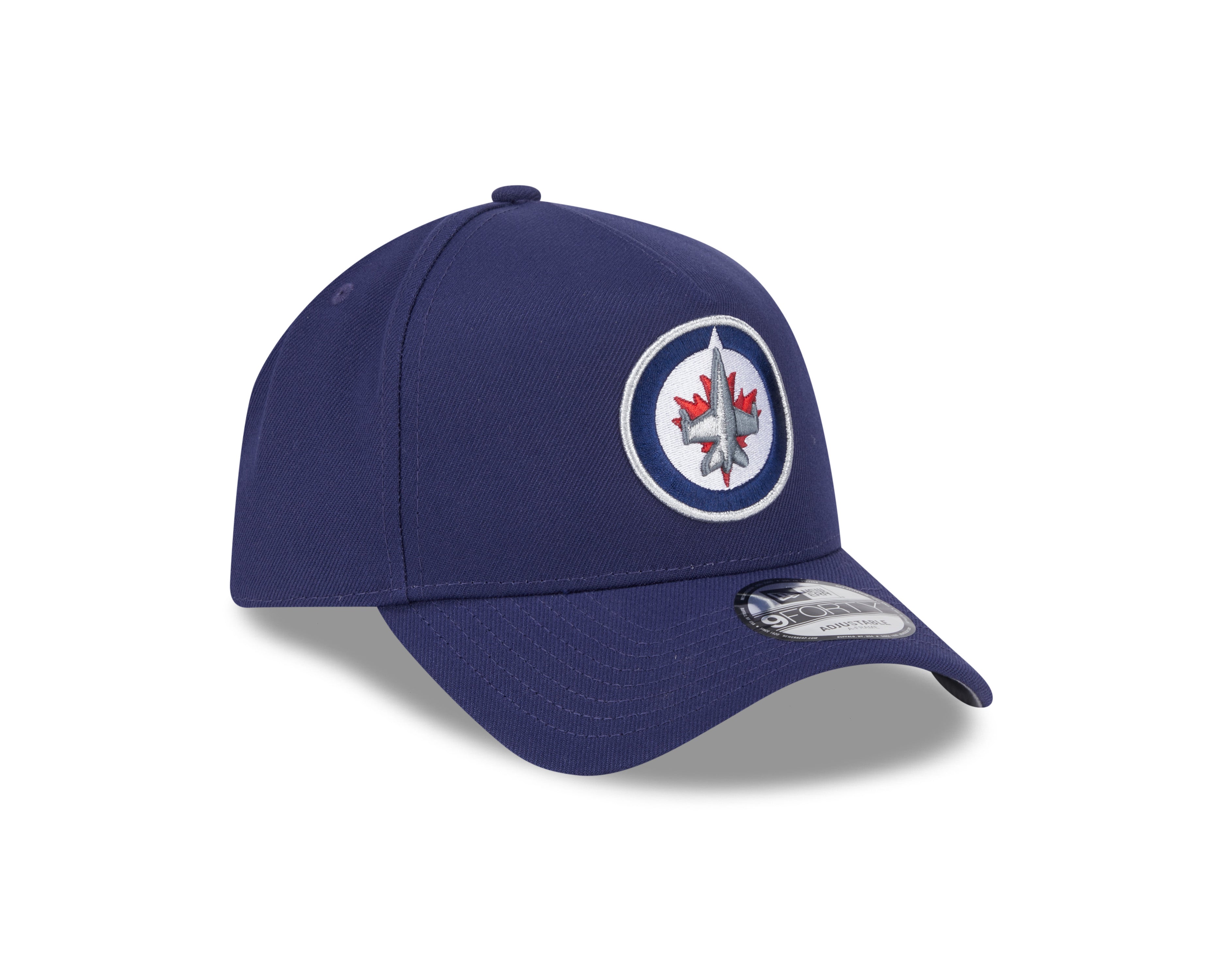 Casquette à visière snapback 9Forty A-Frame bleu marine de la LNH des Jets de Winnipeg pour homme de New Era