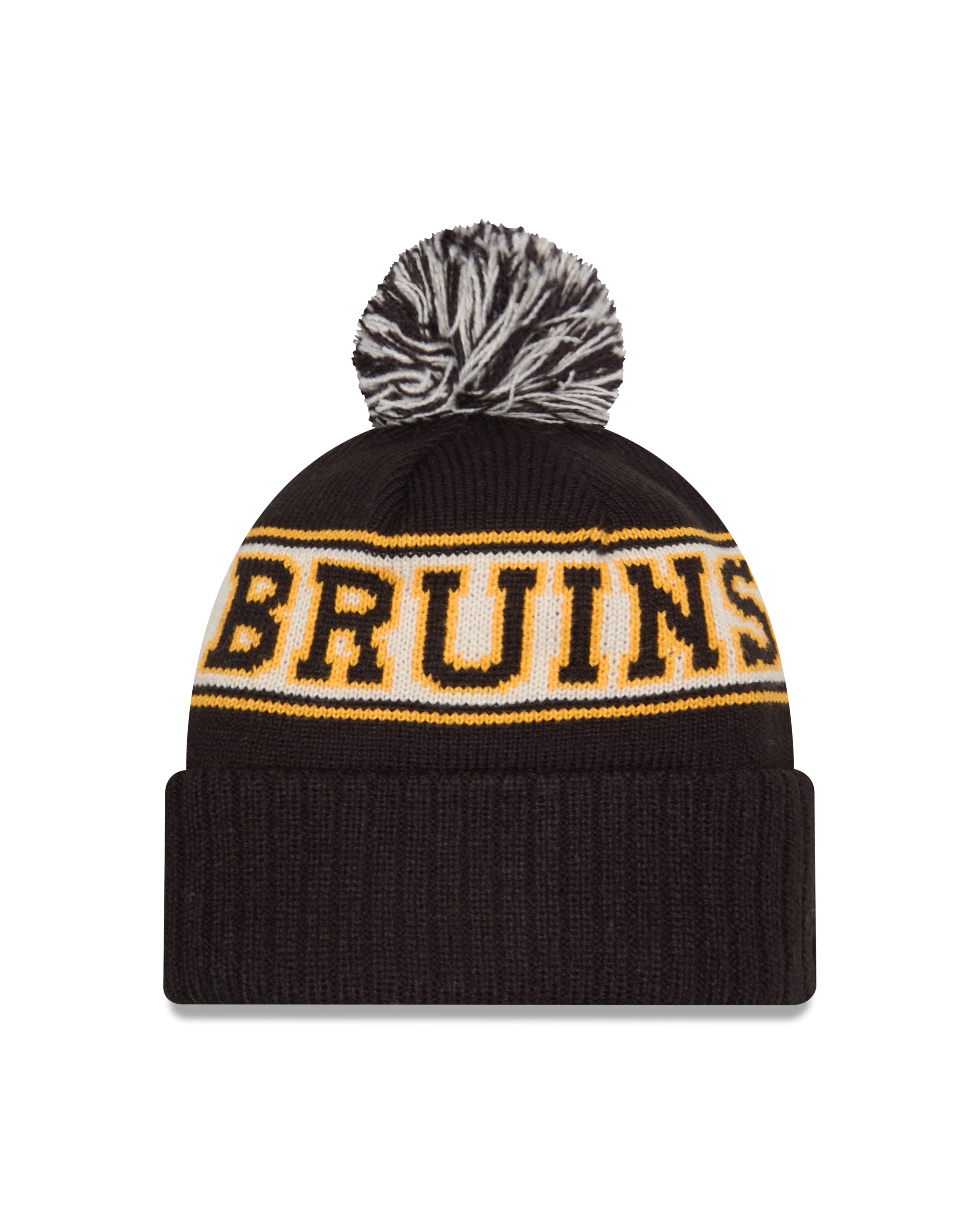 Bonnet à pompon en tricot rétro noir pour homme Boston Bruins NHL New Era