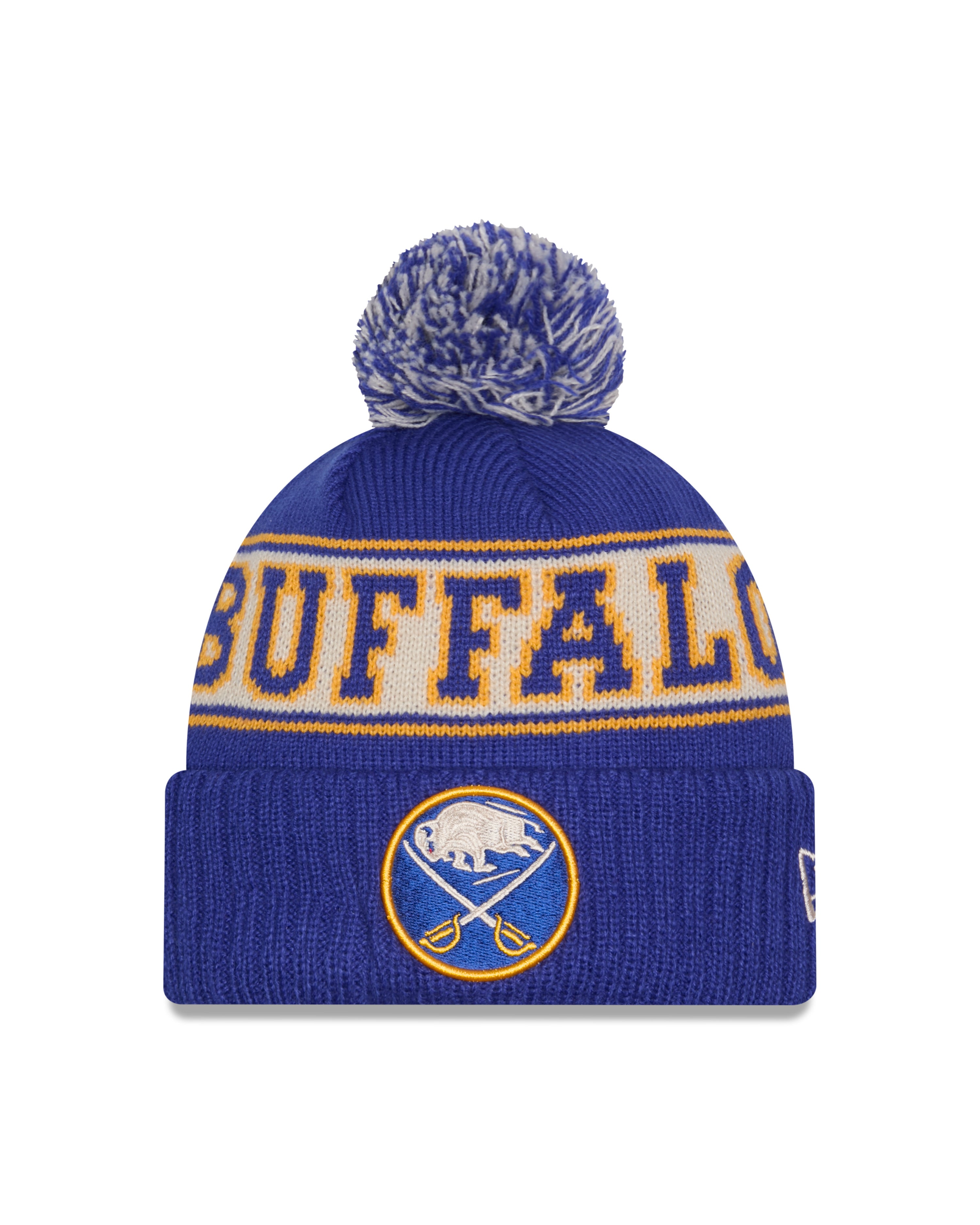 Bonnet à pompon en tricot rétro royal pour homme Buffalo Sabres NHL New Era