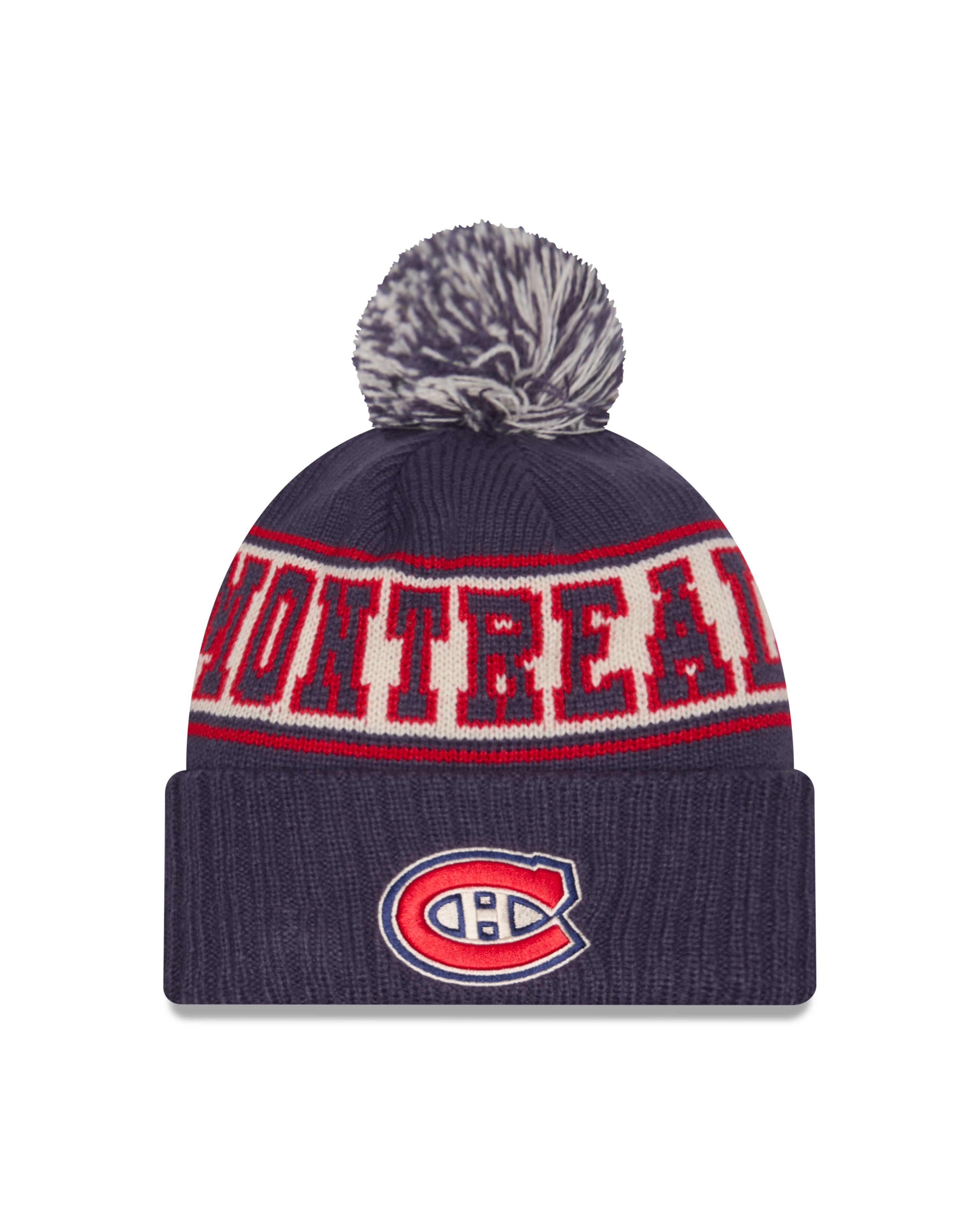 Bonnet à pompon en tricot rétro royal pour homme des Canadiens de Montréal de la LNH New Era