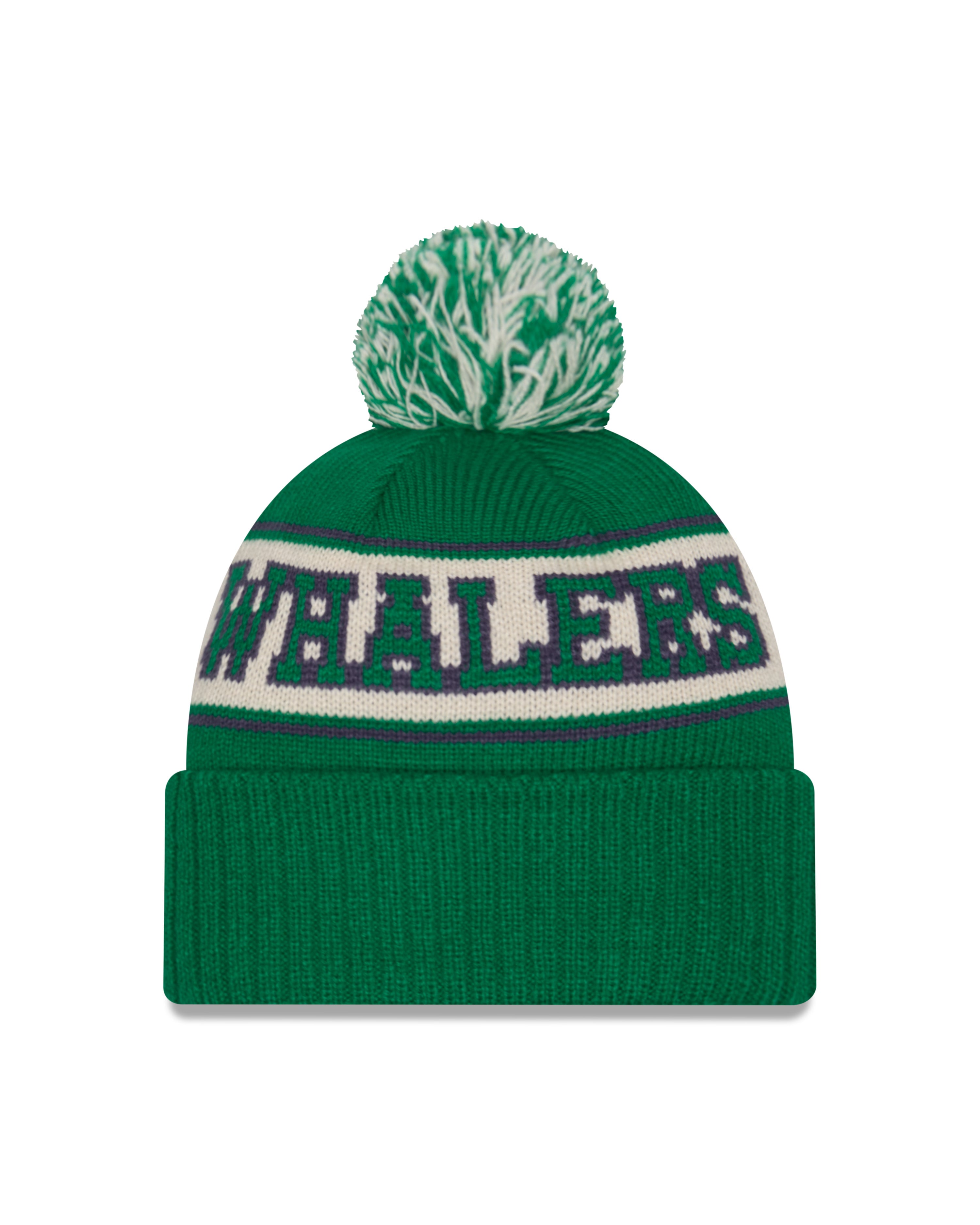 Bonnet à pompon en tricot rétro vert pour homme Hartford Whalers NHL New Era