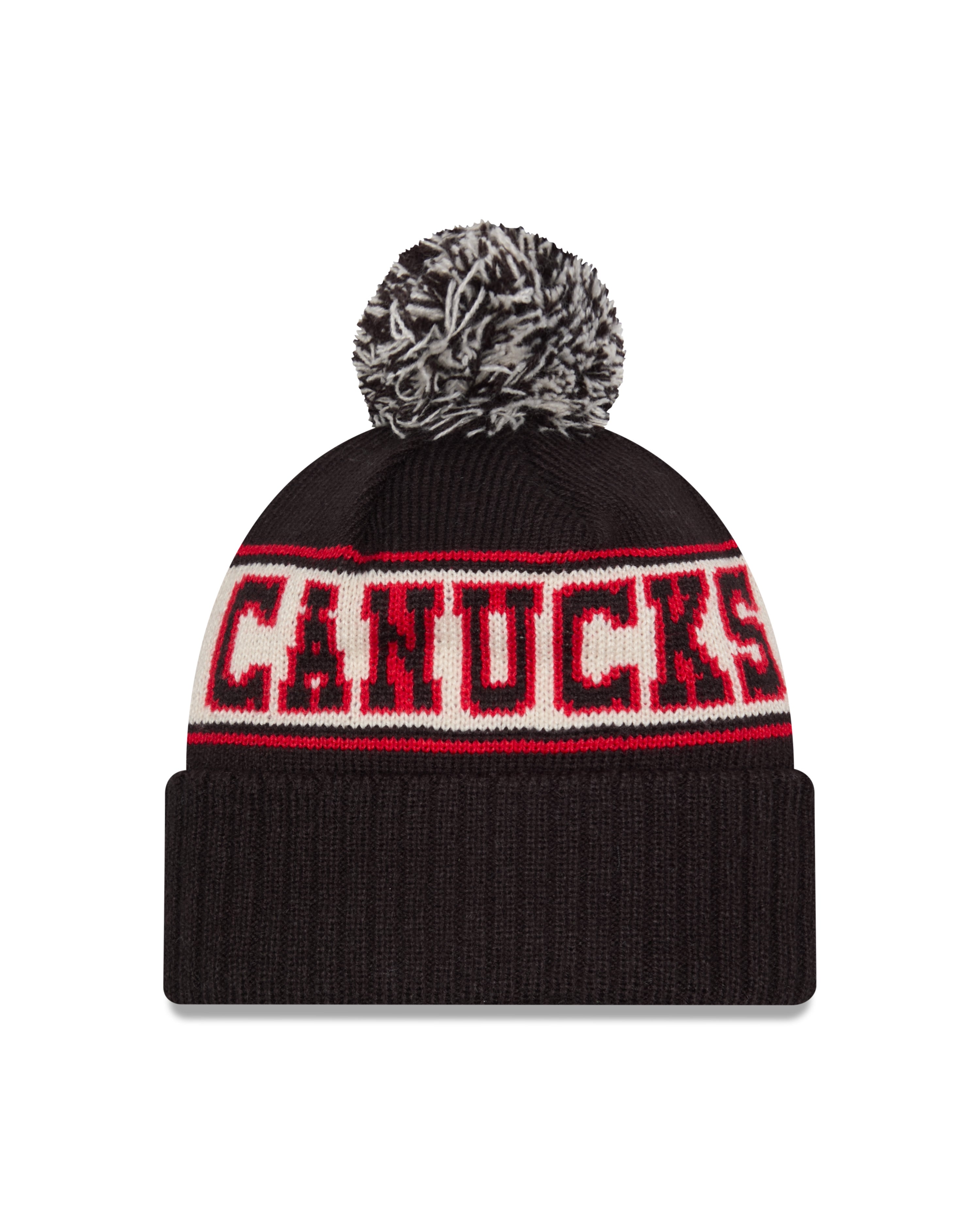 Bonnet à pompon en tricot rétro noir pour homme Vancouver Canucks NHL New Era