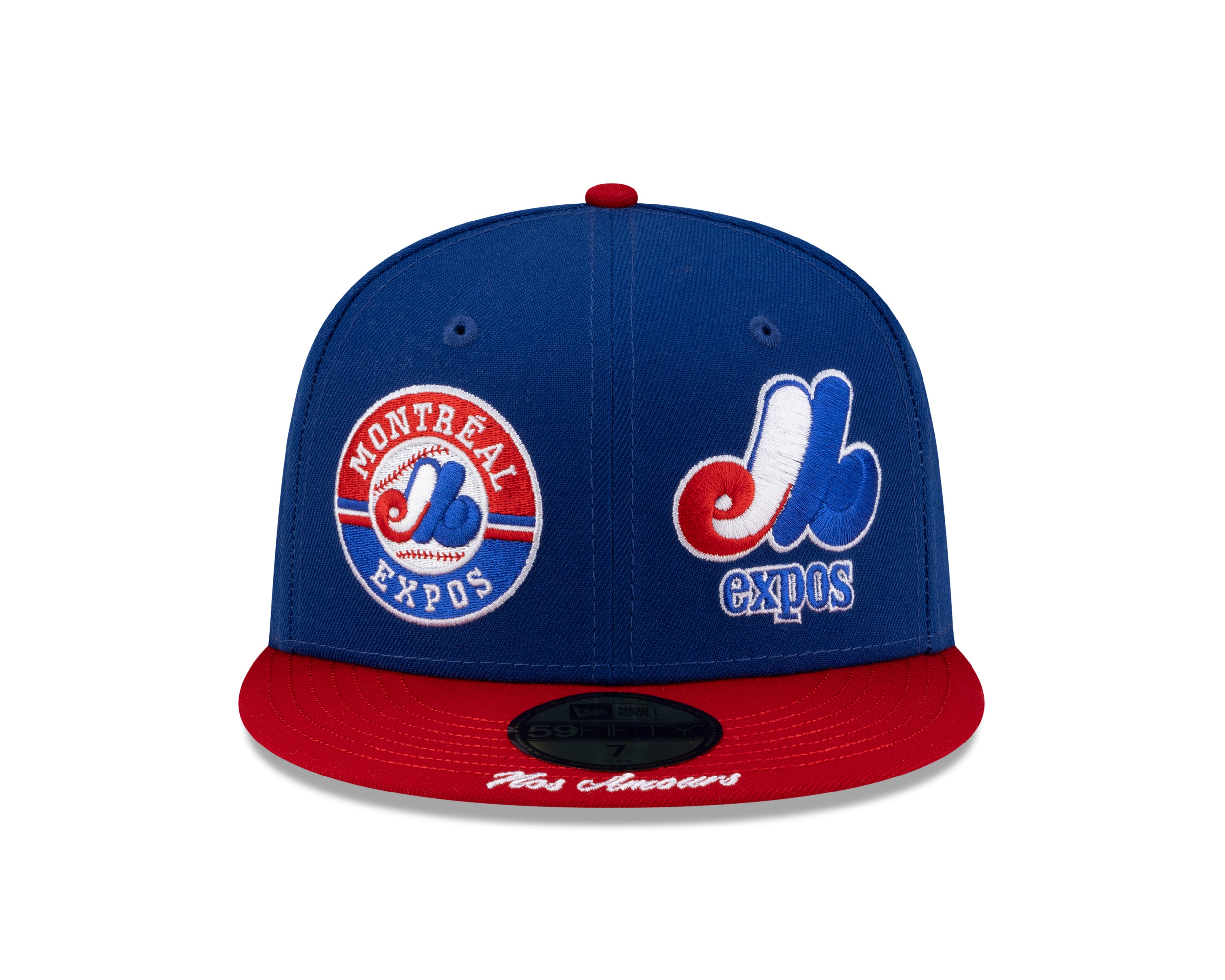 Montreal Expos MLB New Era Men's Royal Blue/Red 59Fifty Cooperstown All Over Patch Pride Fitted Hat