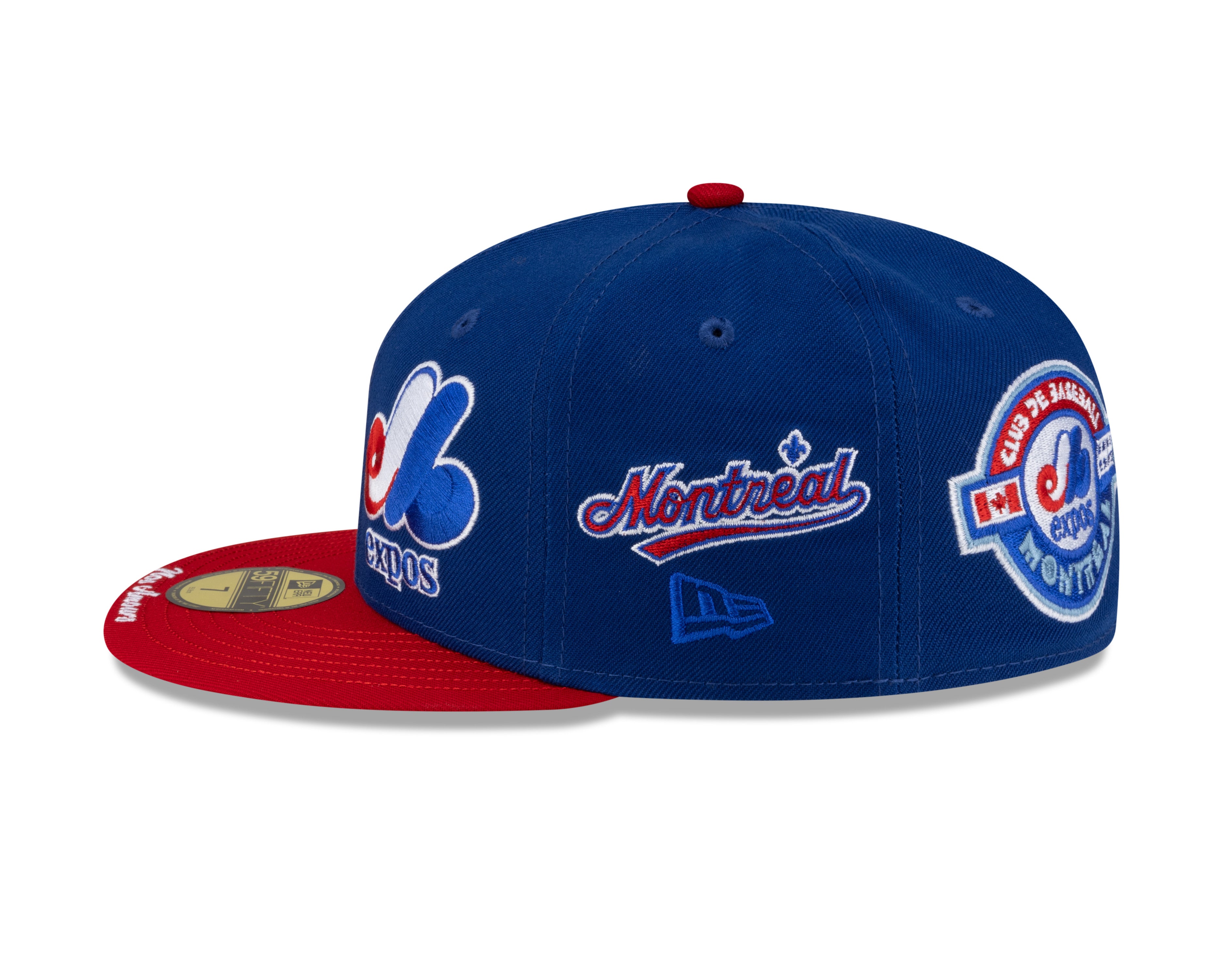 Montreal Expos MLB New Era Men's Royal Blue/Red 59Fifty Cooperstown All Over Patch Pride Fitted Hat