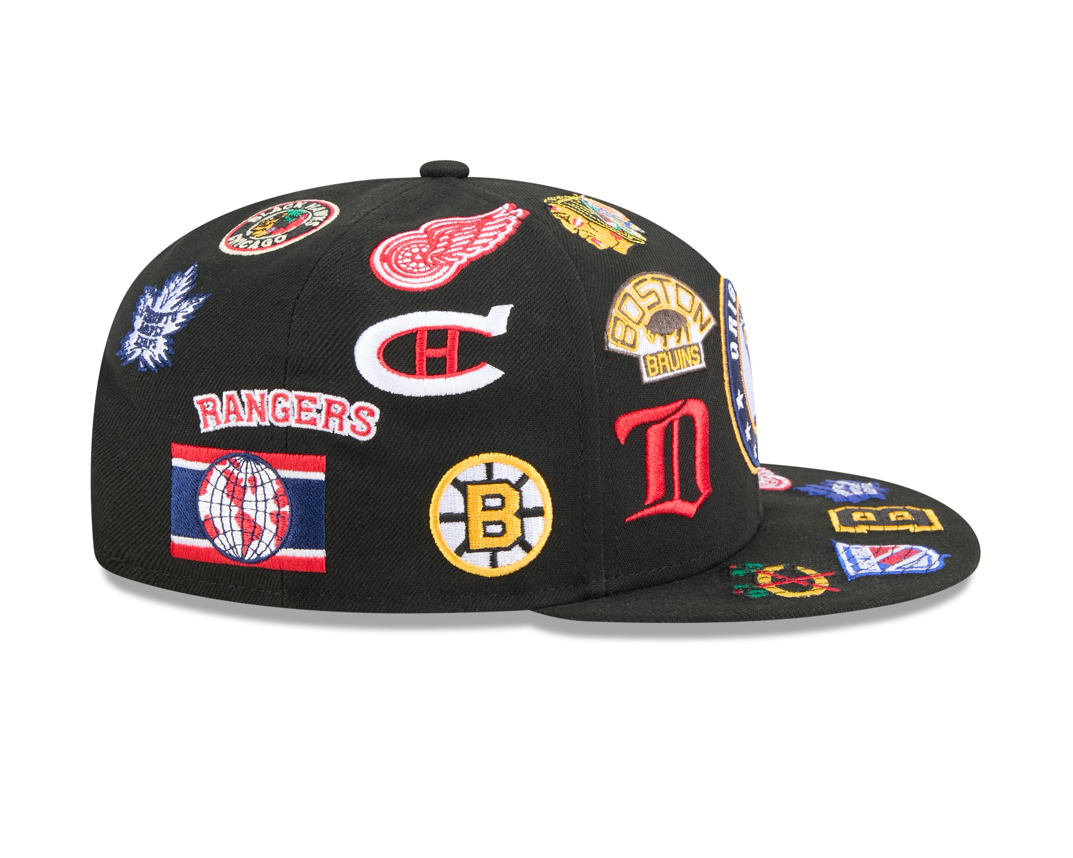 Original Six NHL New Era Men's Black 9Fifty All Over Logo Snapback