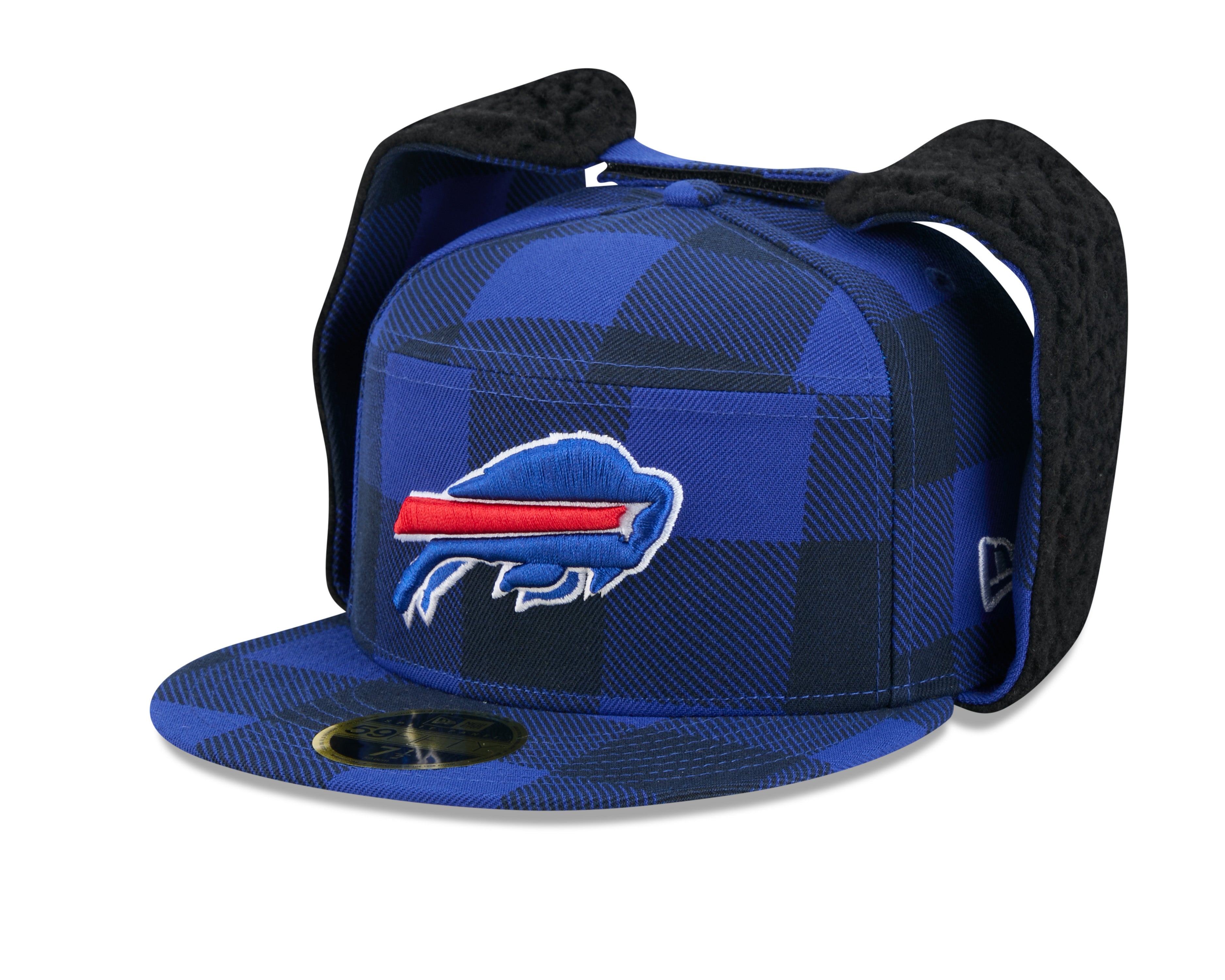 Buffalo Bills NFL New Era Men's Royal 59Fifty Split Panel Dog Ear Plaid Fitted Hat