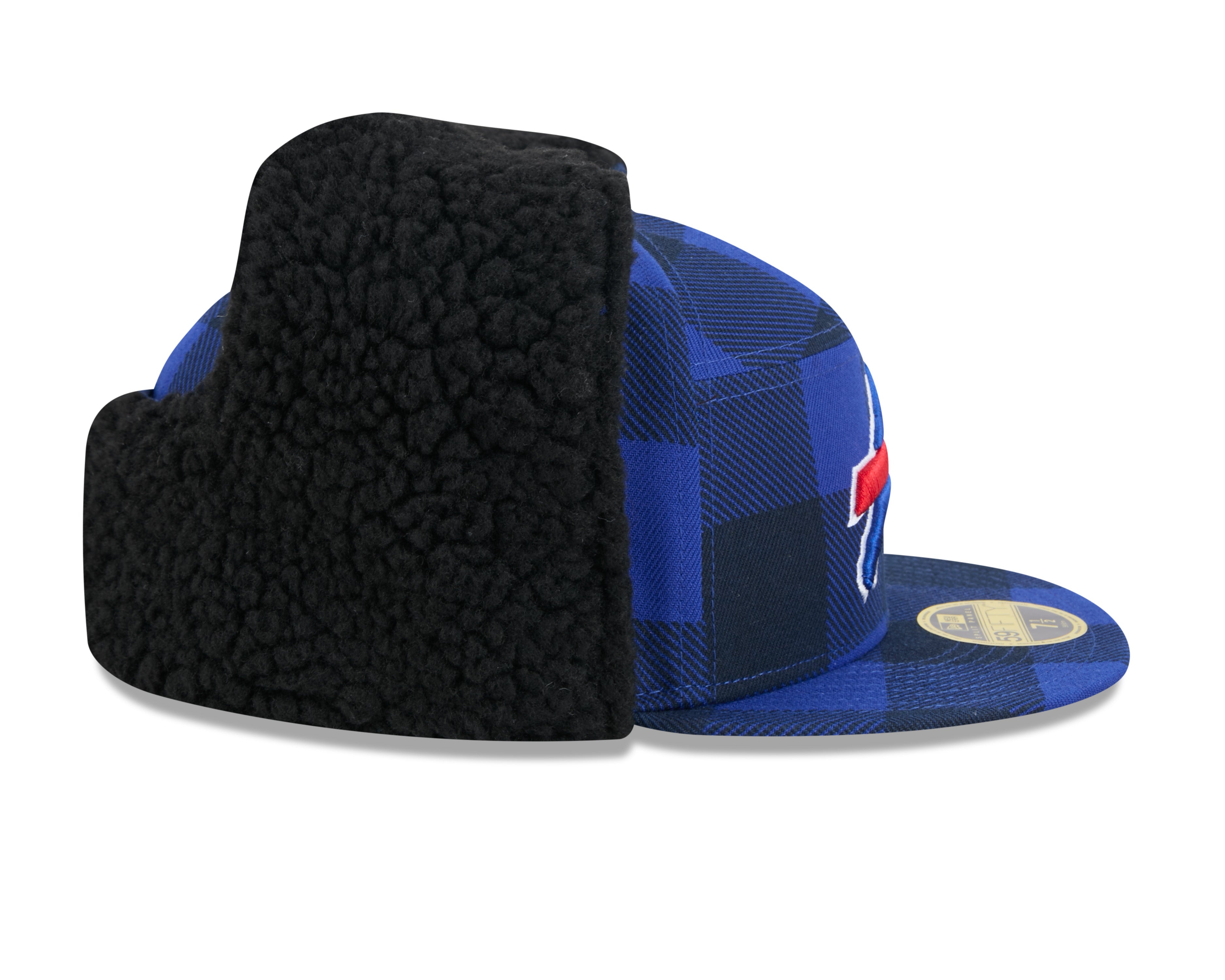 Buffalo Bills NFL New Era Men's Royal 59Fifty Split Panel Dog Ear Plaid Fitted Hat